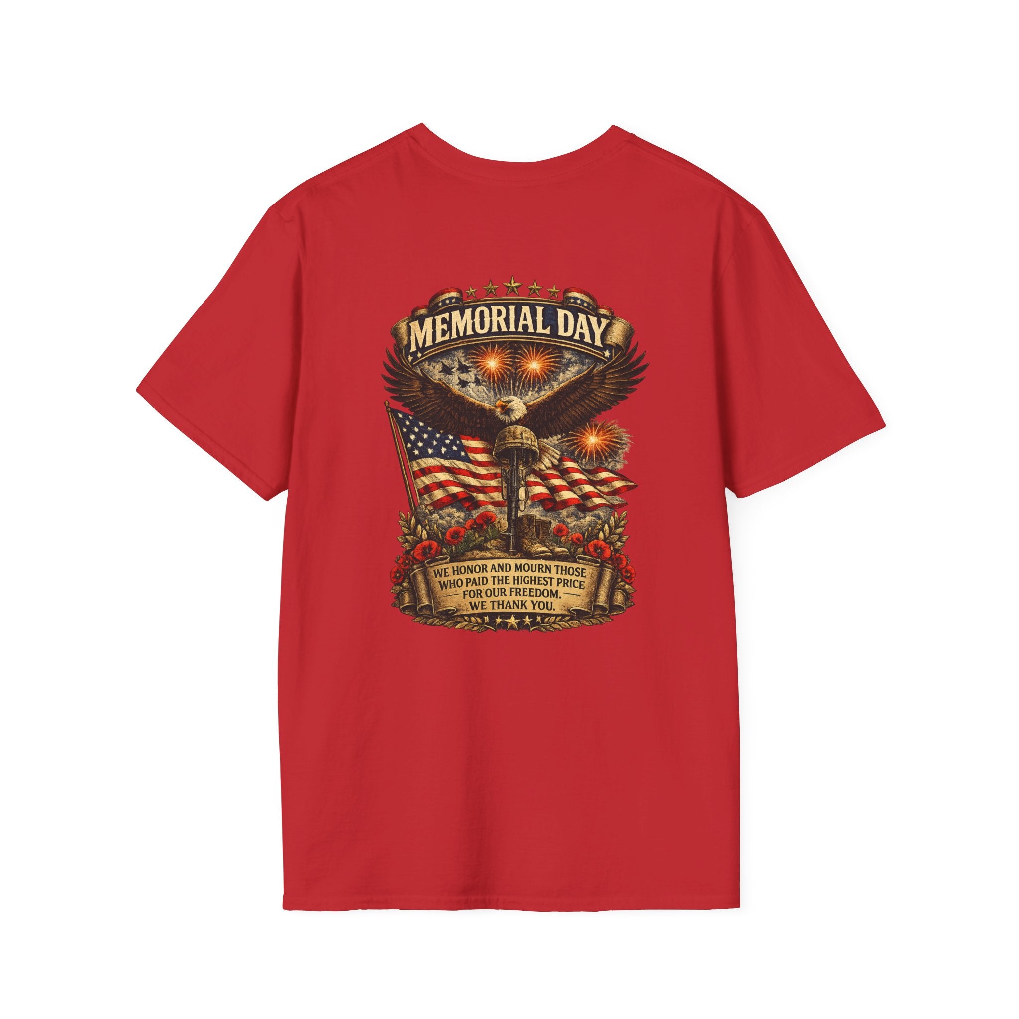 Memorial Day T-Shirt — Patriotic Eagle, American Flag & Poppies Tribute