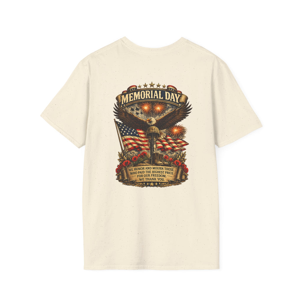Memorial Day T-Shirt — Patriotic Eagle, American Flag & Poppies Tribute