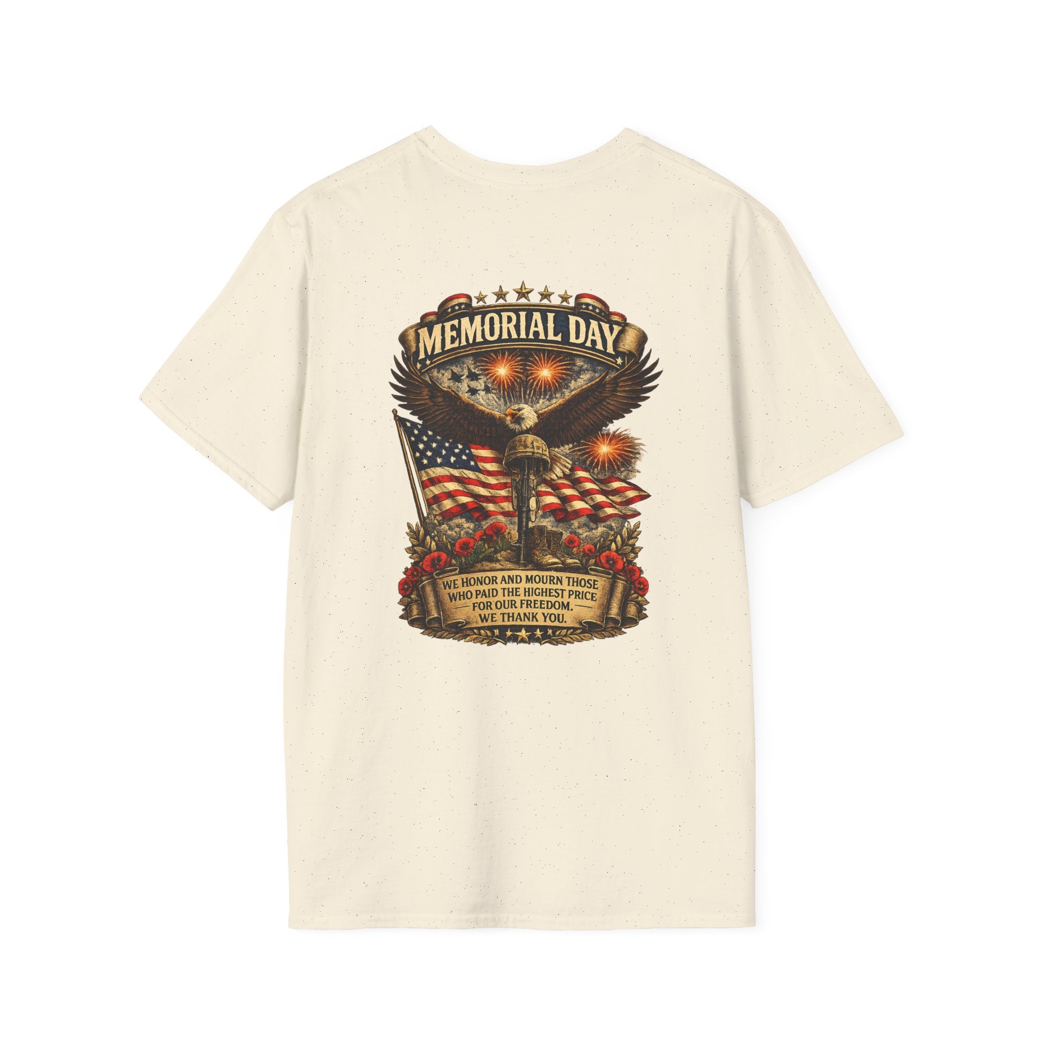 Memorial Day T-Shirt — Patriotic Eagle, American Flag & Poppies Tribute
