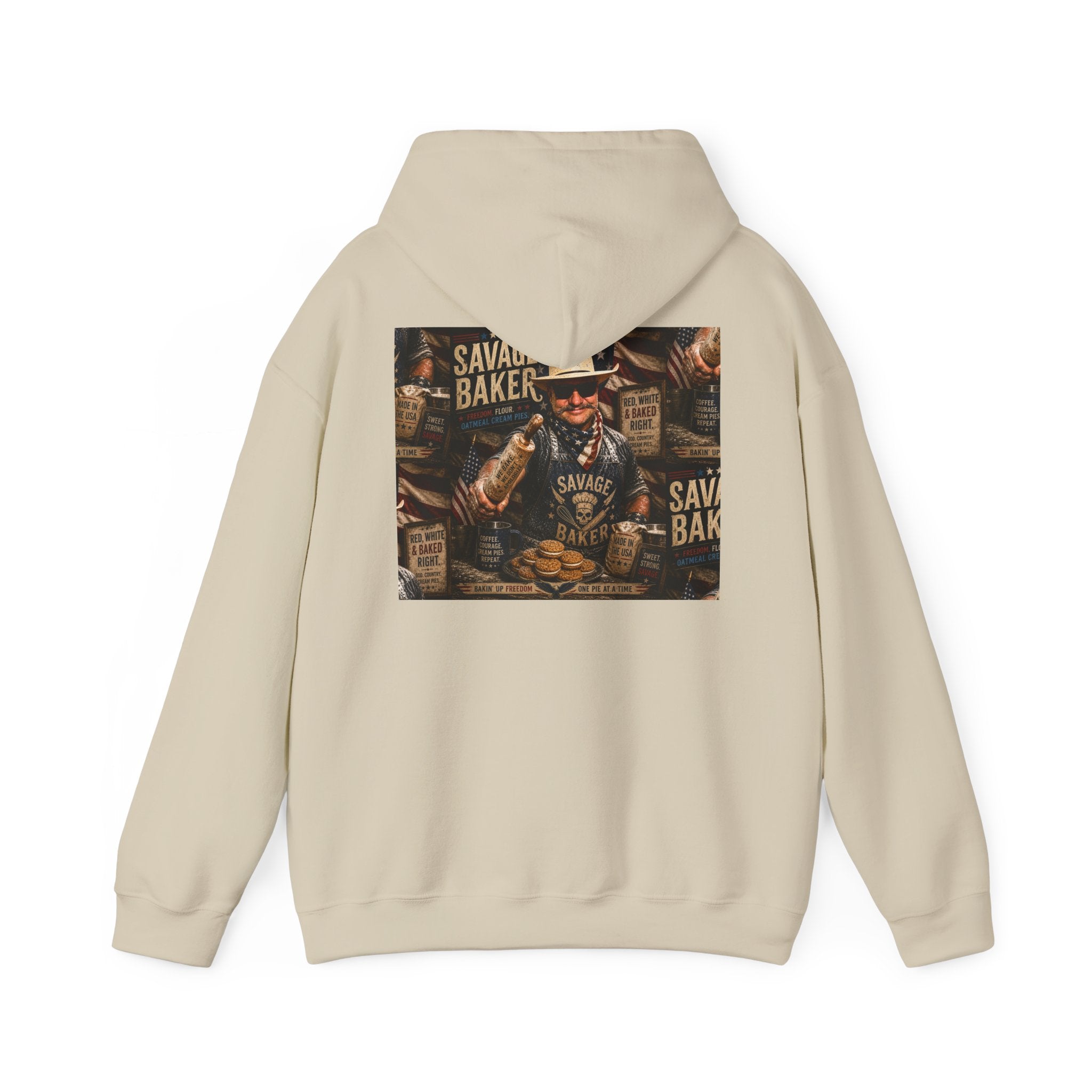 Hoodie — 'Savage Baker' Vintage Red,White, and Oatmeal Cream Pies Graphic Hoodie