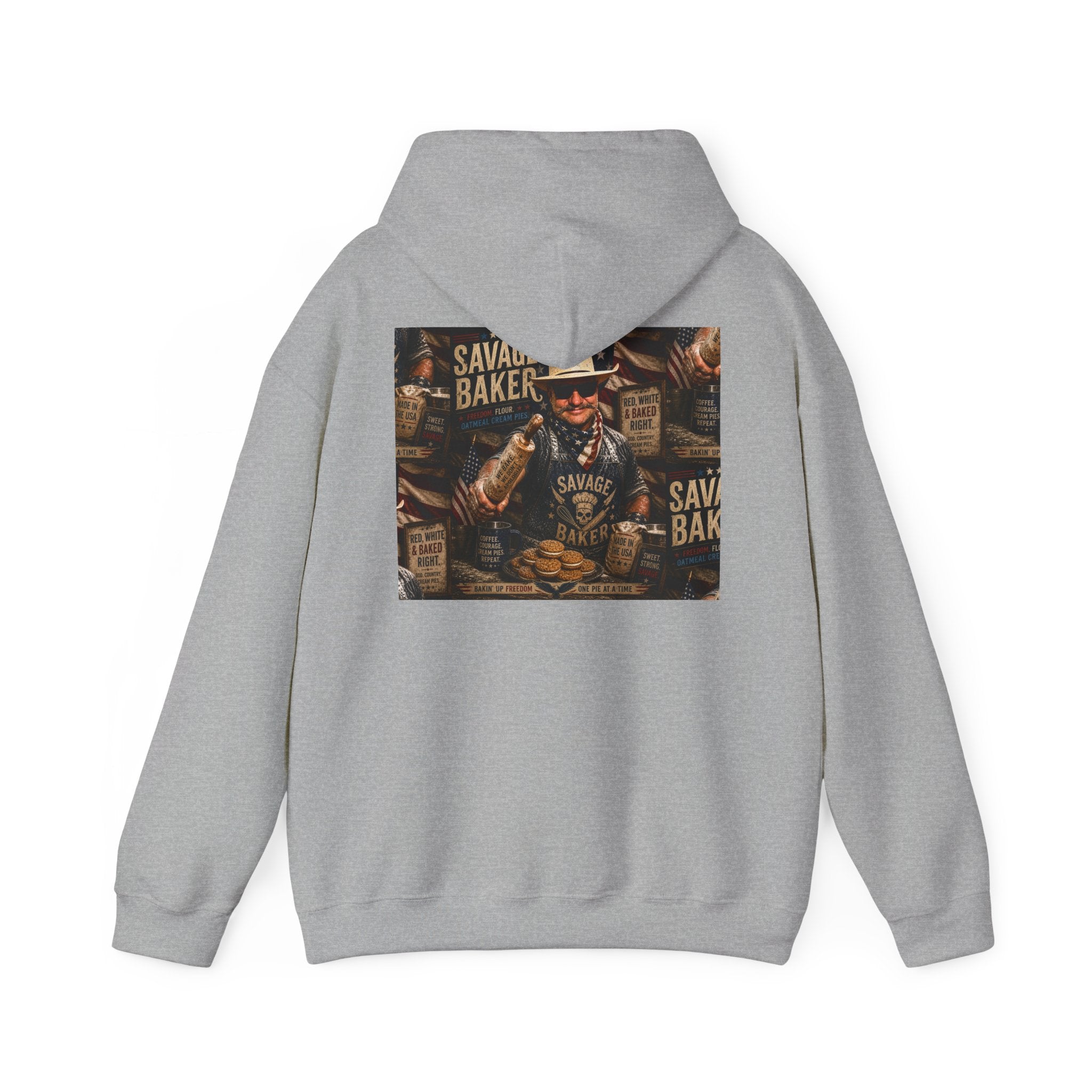 Hoodie — 'Savage Baker' Vintage Red,White, and Oatmeal Cream Pies Graphic Hoodie