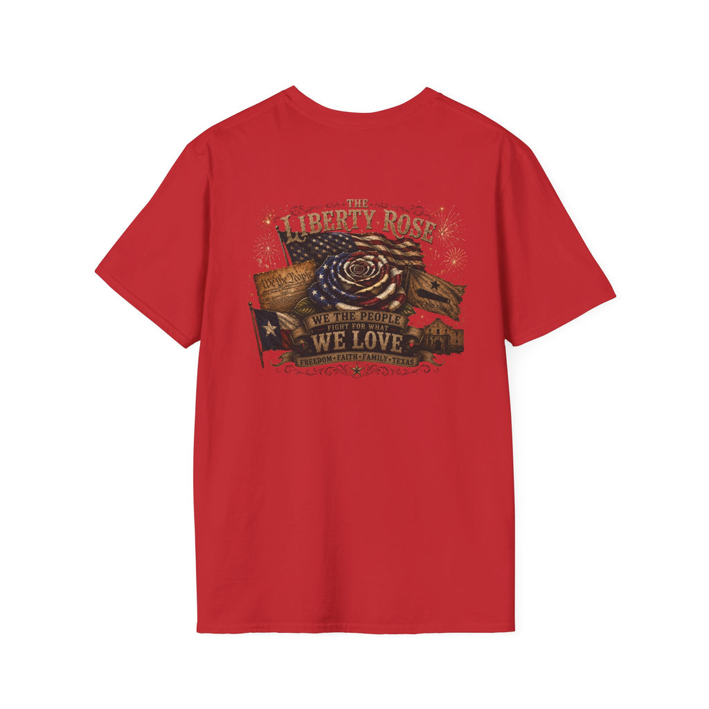 Liberty Rose Graphic T-Shirt — Patriotic Texas Flag Rose Design