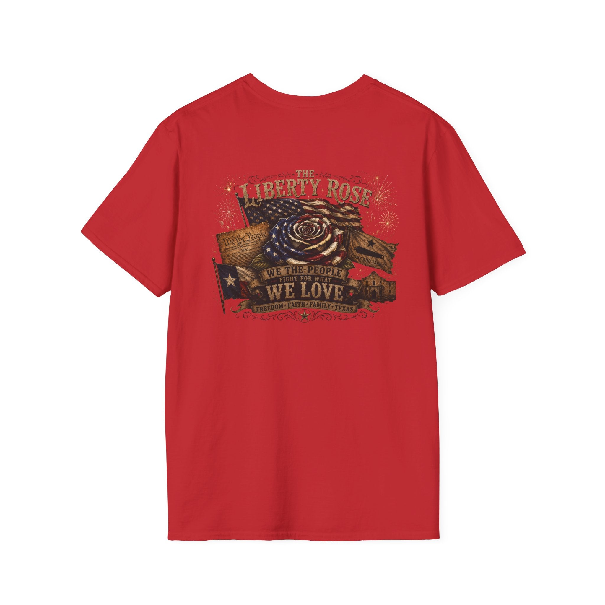Liberty Rose Graphic T-Shirt — Patriotic Texas Flag Rose Design
