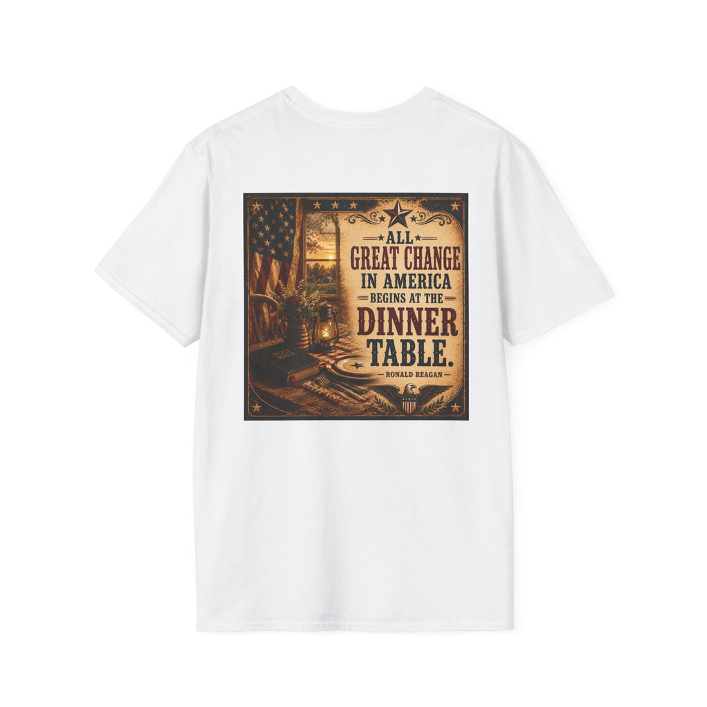 Reagan Quote T-Shirt — “All Great Change In America” Presidential Collection