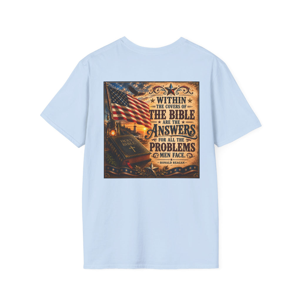 Ronald Reagan Bible Quote T-Shirt — "Within the Covers of the Bible"