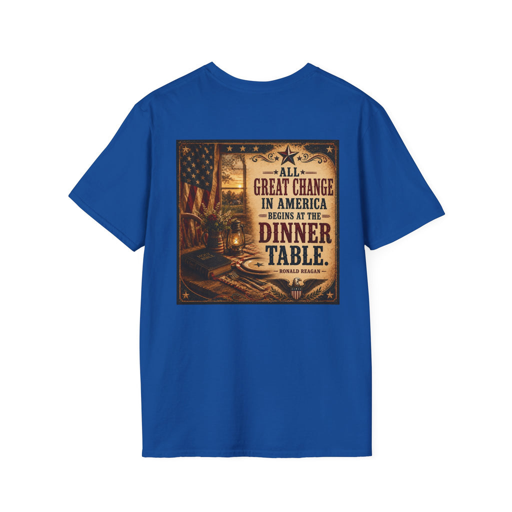 Reagan Quote T-Shirt — “All Great Change In America” Presidential Collection