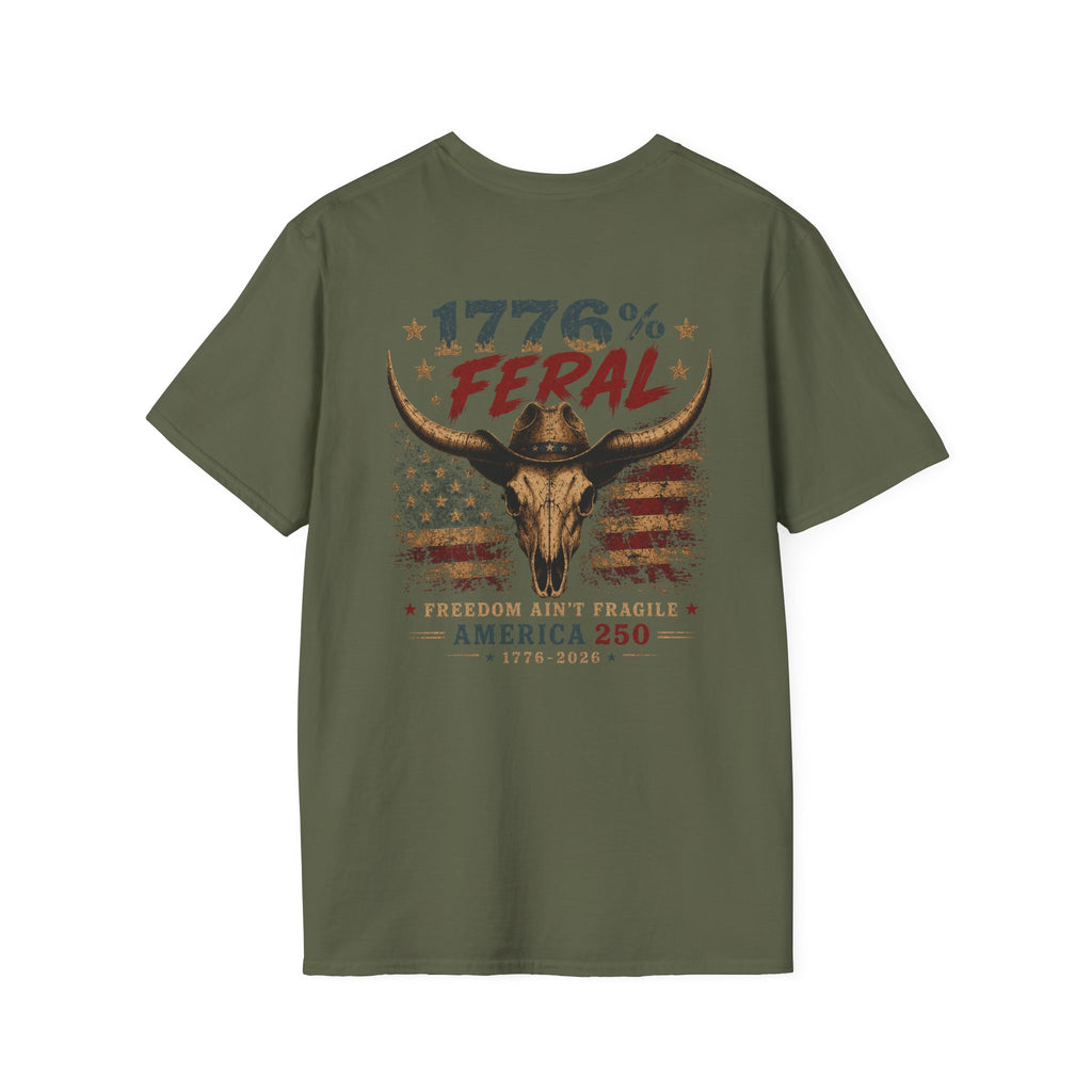 1776% Feral "Freedom Ain't Fragile" Longhorn Skull T-Shirt