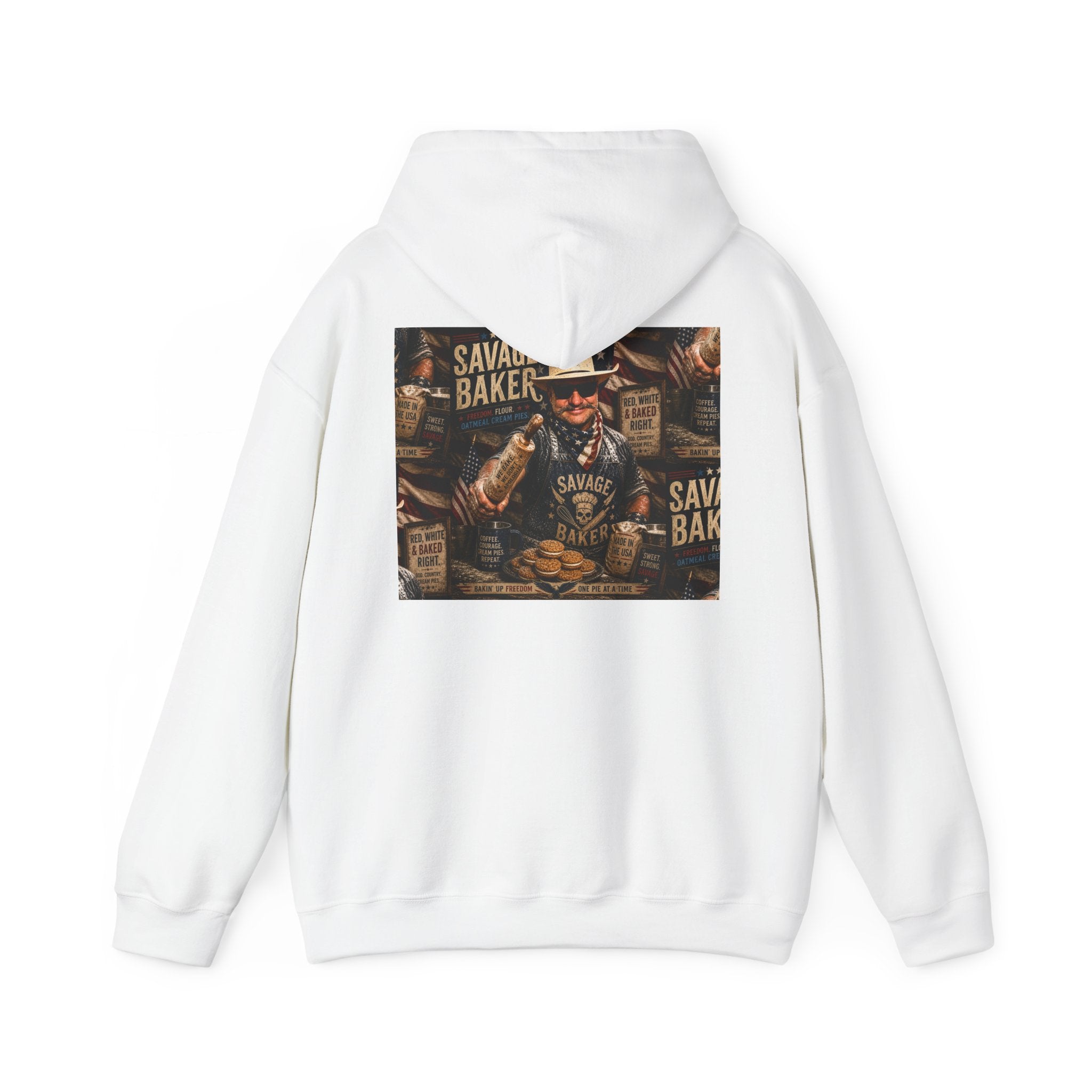 Hoodie — 'Savage Baker' Vintage Red,White, and Oatmeal Cream Pies Graphic Hoodie