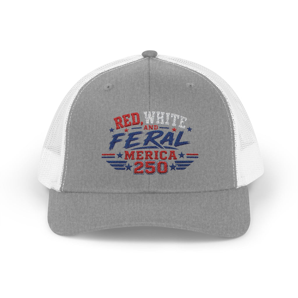 Feral 'Merica 250 Snapback Trucker Cap – Patriotic Red White & Blue Truckers Hat