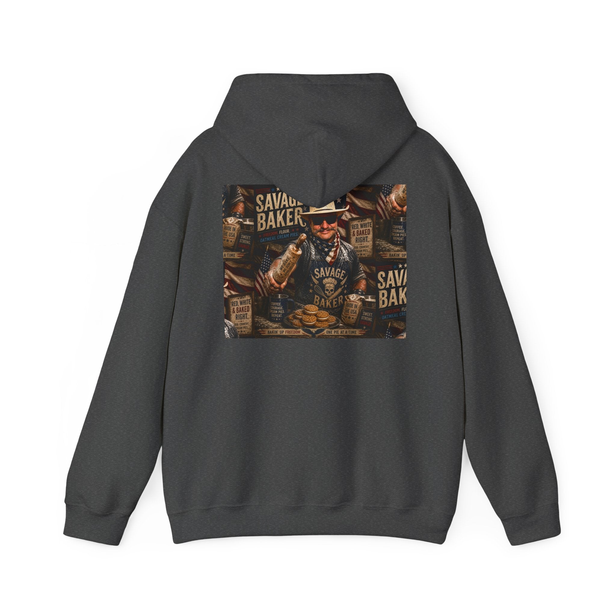 Hoodie — 'Savage Baker' Vintage Red,White, and Oatmeal Cream Pies Graphic Hoodie