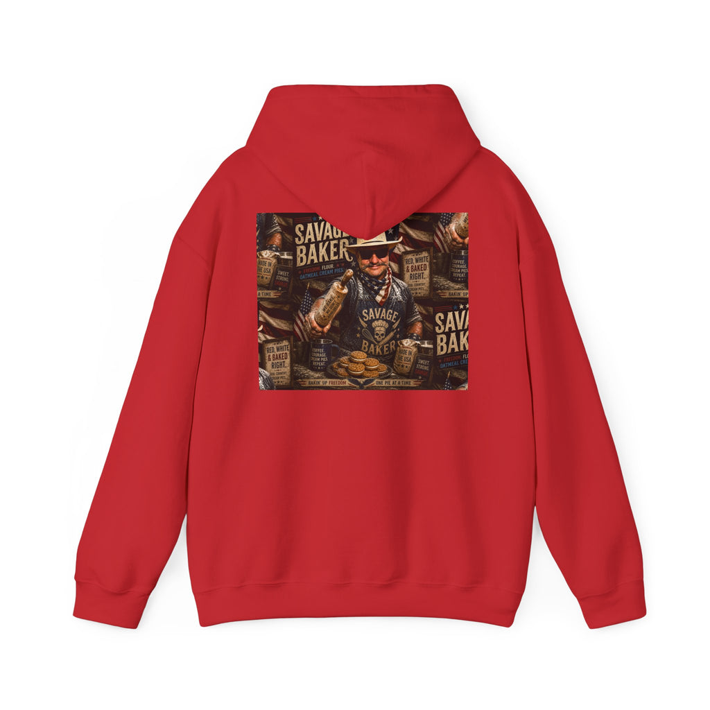 Hoodie — 'Savage Baker' Vintage Red,White, and Oatmeal Cream Pies Graphic Hoodie