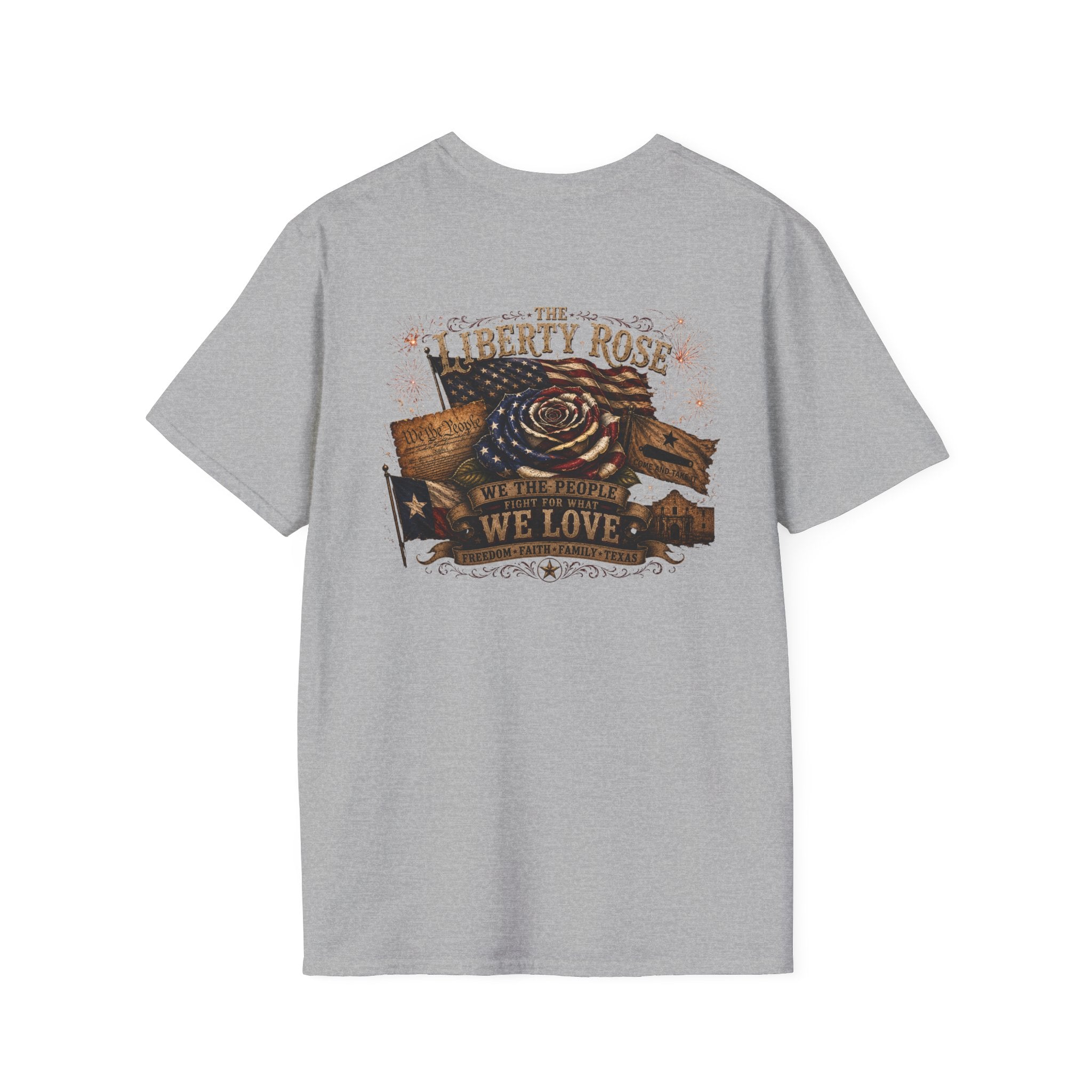 Liberty Rose Graphic T-Shirt — Patriotic Texas Flag Rose Design