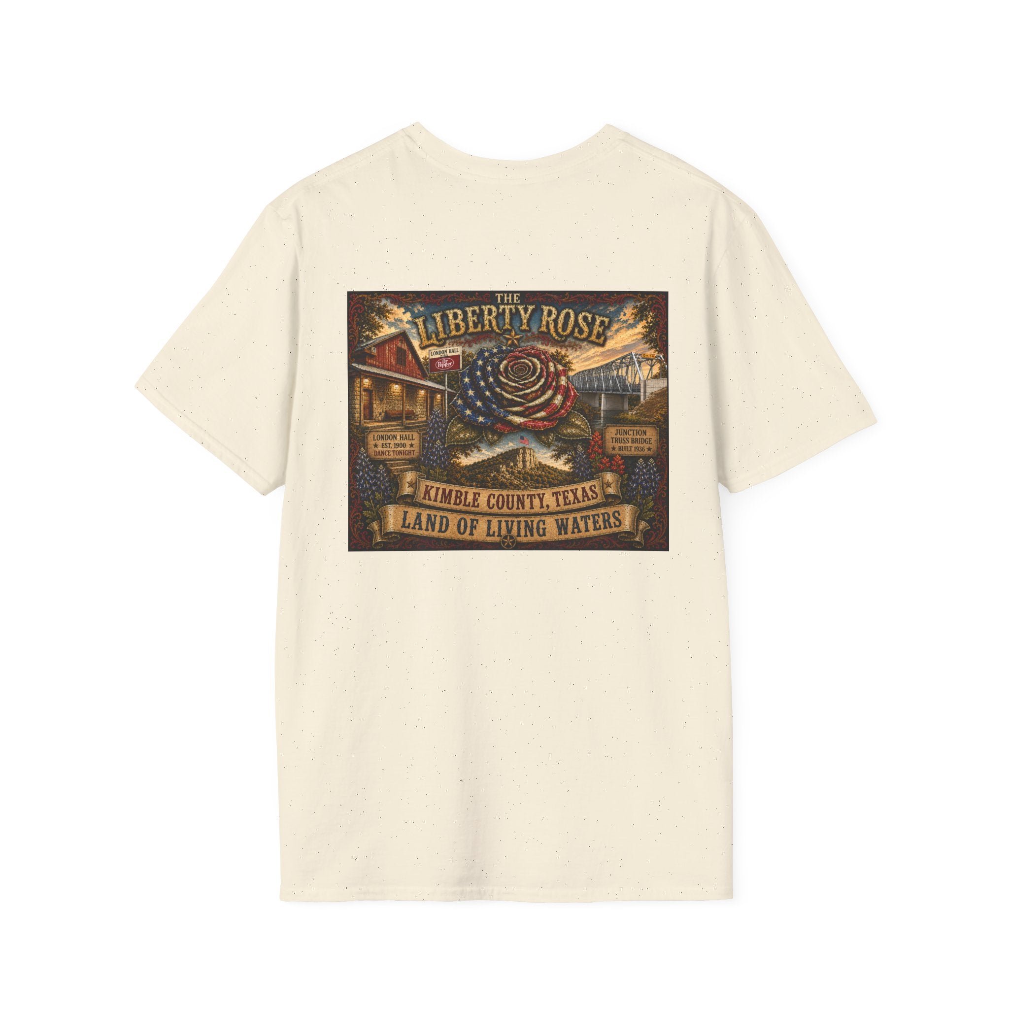 Kimble County Texas Donation, Liberty Rose T-Shirt — 'Liberty Rose' Vintage Small Town Design