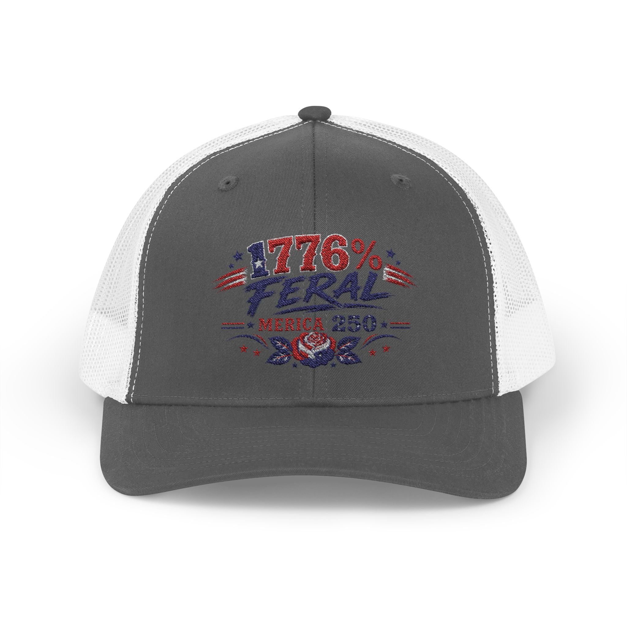1776% Feral Trucker Hat — Merica 250 Patriotic Snapback Cap