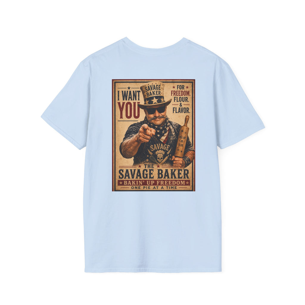 The Savage Baker T-Shirt — "I Want You" Patriotic Vintage Poster Design
