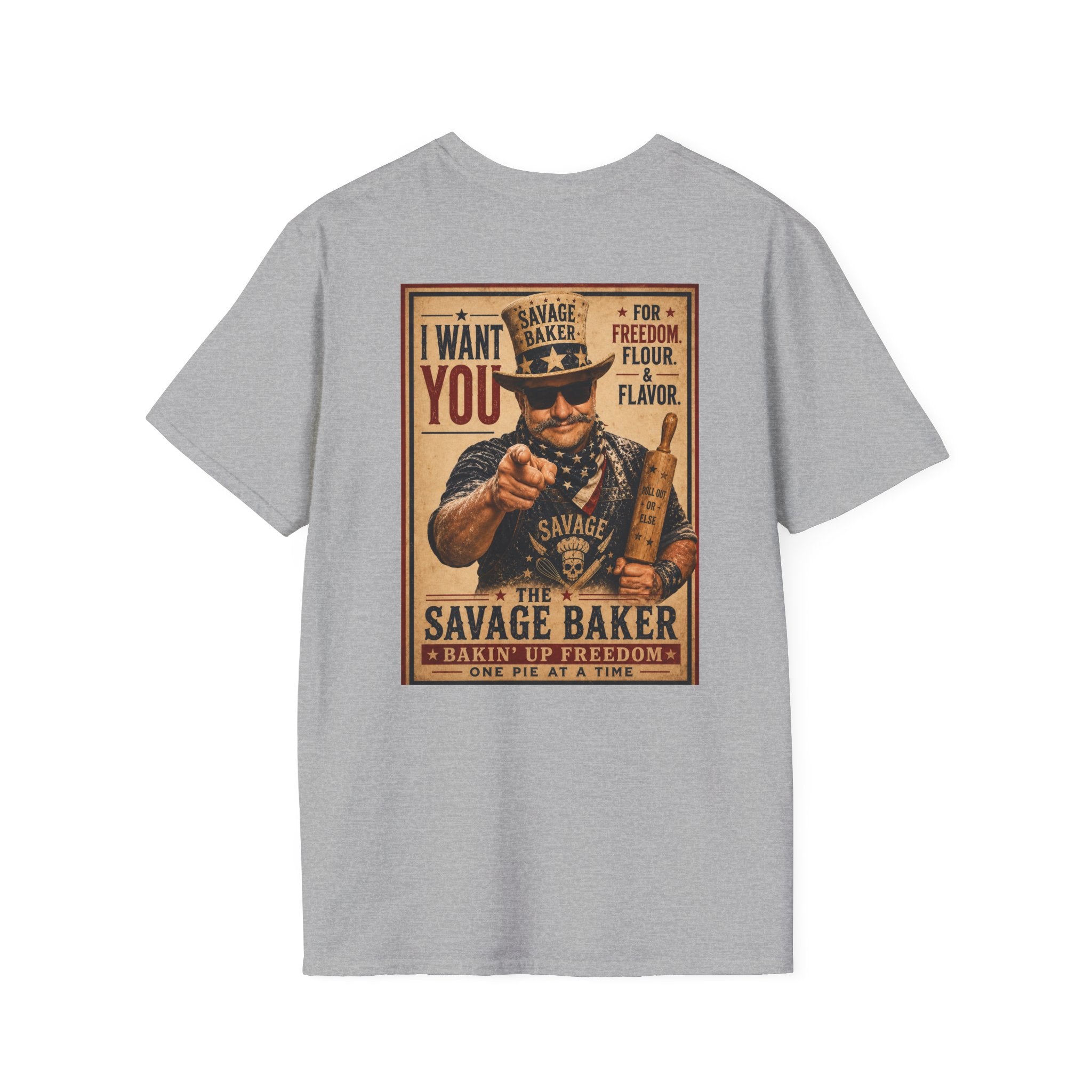 The Savage Baker T-Shirt — "I Want You" Patriotic Vintage Poster Design