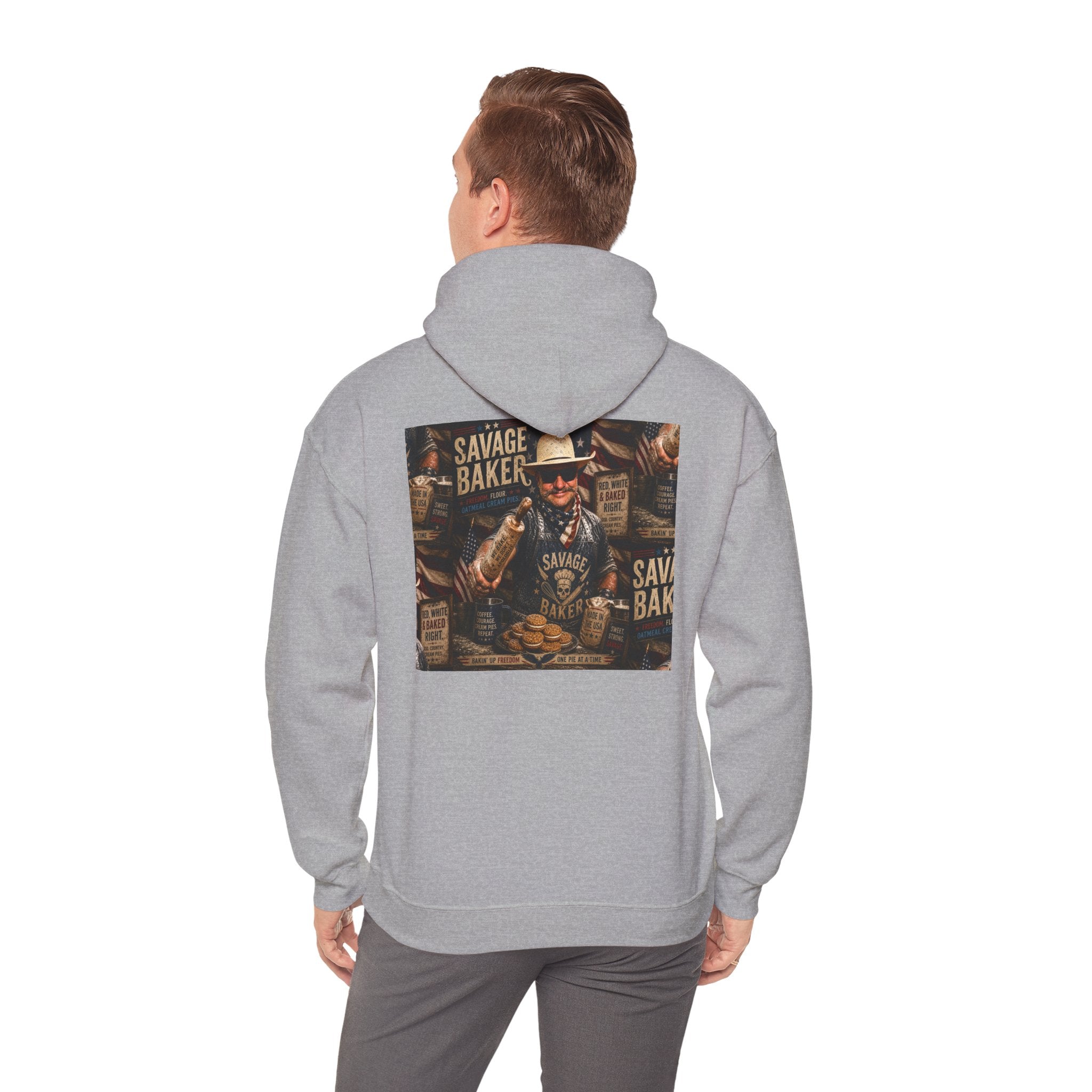 Hoodie — 'Savage Baker' Vintage Red,White, and Oatmeal Cream Pies Graphic Hoodie