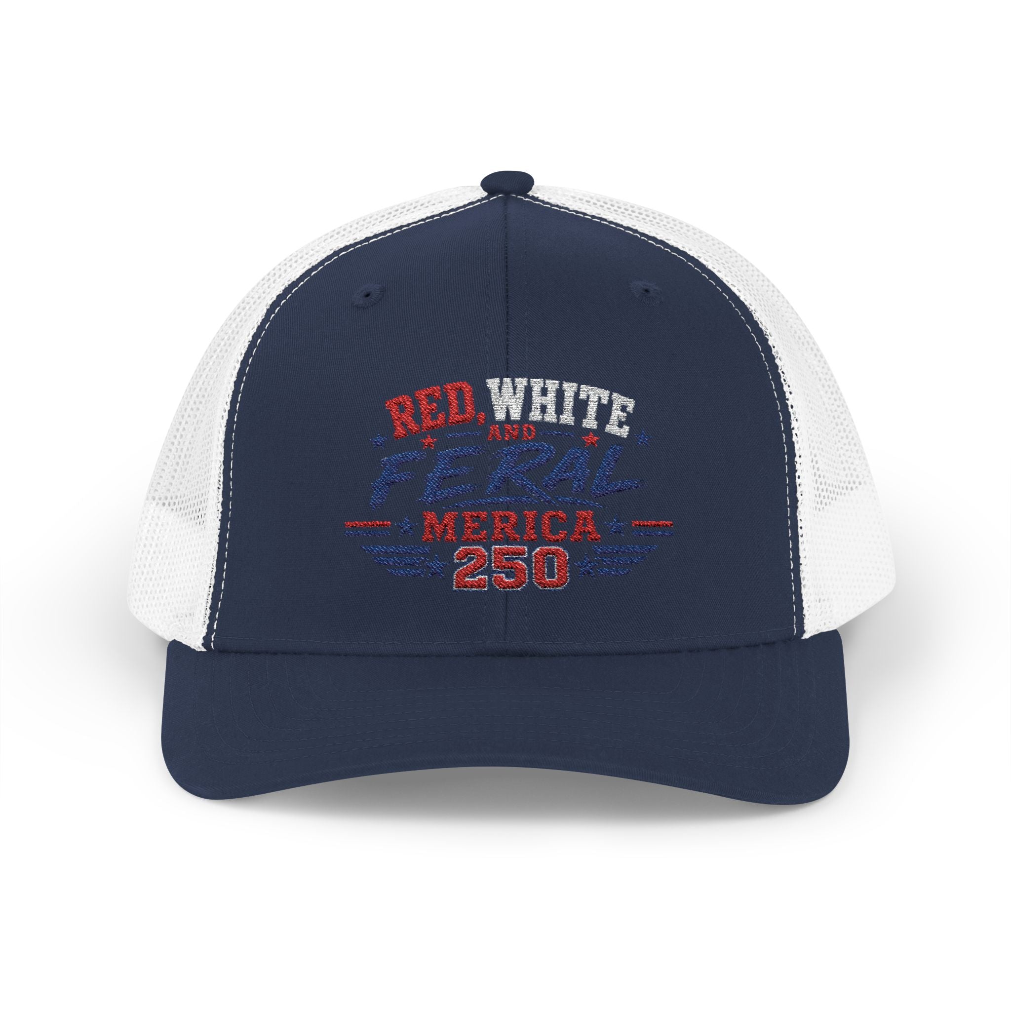 Feral 'Merica 250 Snapback Trucker Cap – Patriotic Red White & Blue Truckers Hat