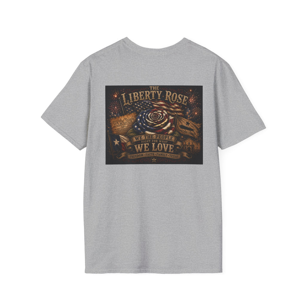 Liberty Rose T-Shirt - Patriotic Vintage Flag & Rose Design, We the People