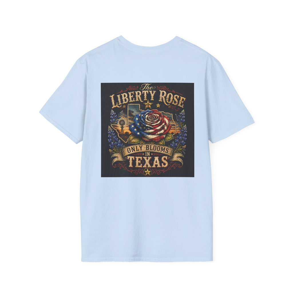 Liberty Rose Only Blooms in Texas T-Shirt — American Flag Rose Vintage Graphic Tee