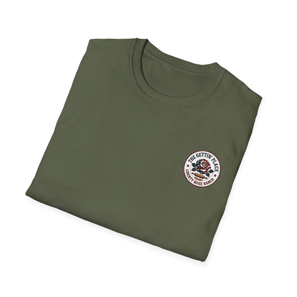 T-Shirt — Savage Baker Patriotic Retro Logo Tee (front chest patch & back graphic)