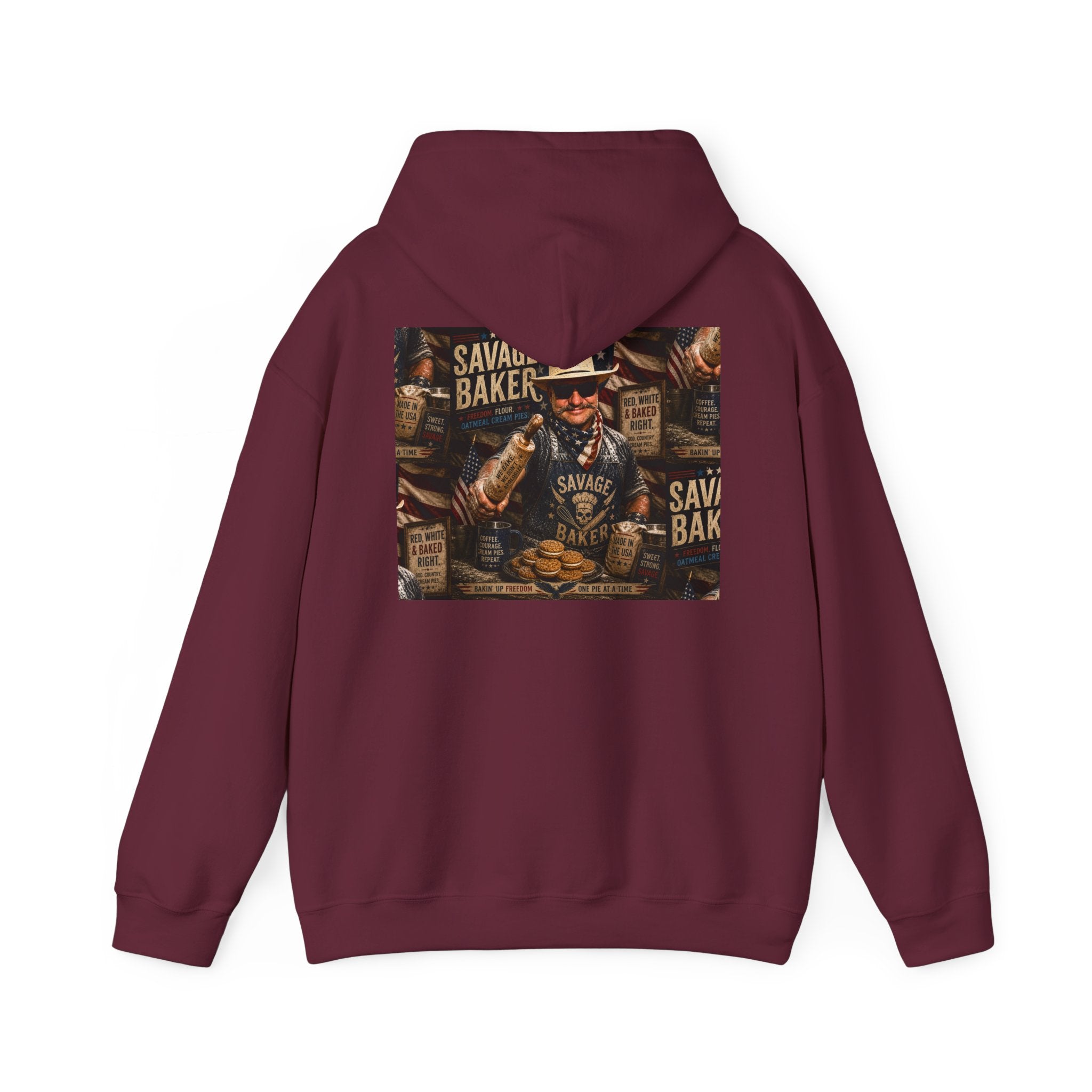 Hoodie — 'Savage Baker' Vintage Red,White, and Oatmeal Cream Pies Graphic Hoodie