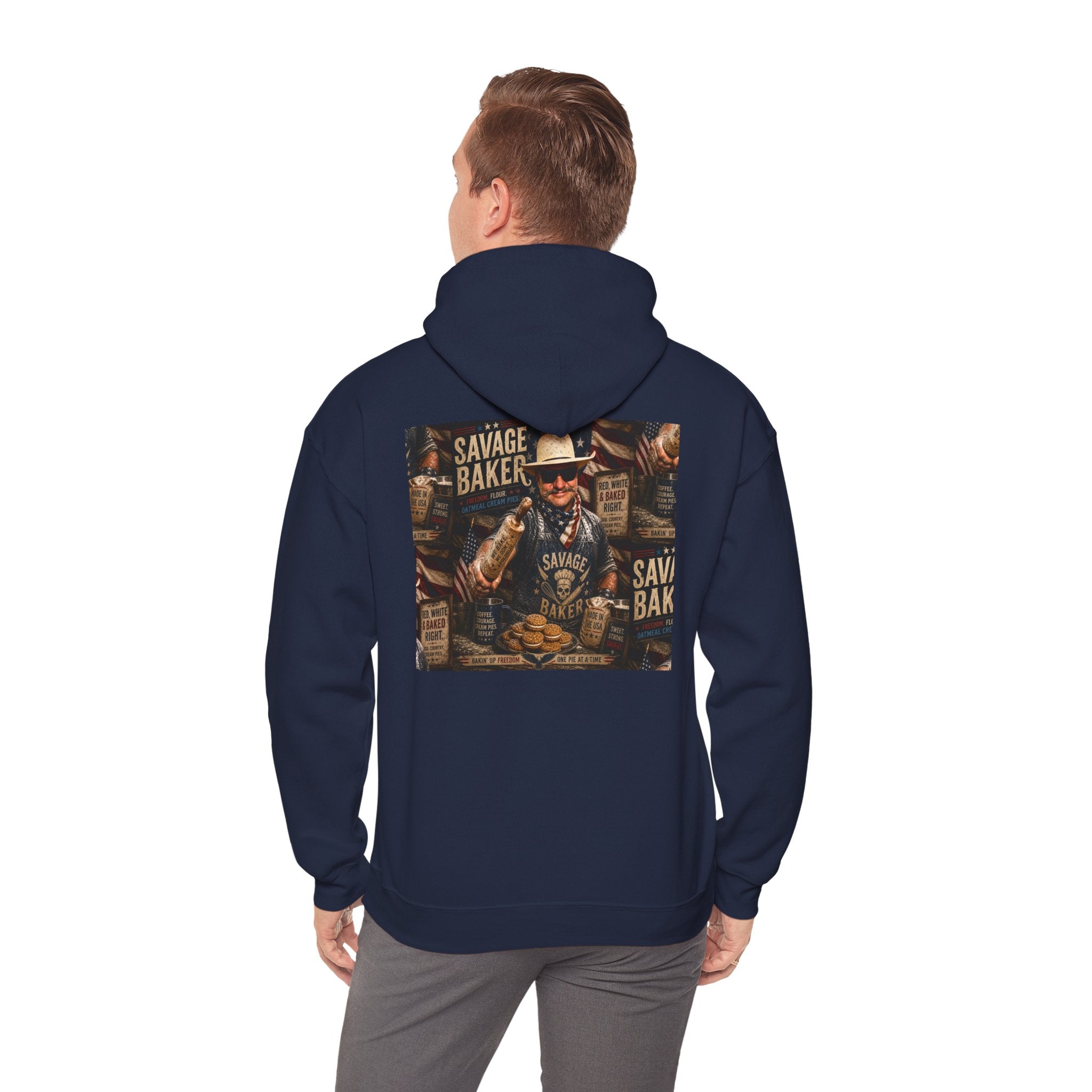 Hoodie — 'Savage Baker' Vintage Red,White, and Oatmeal Cream Pies Graphic Hoodie