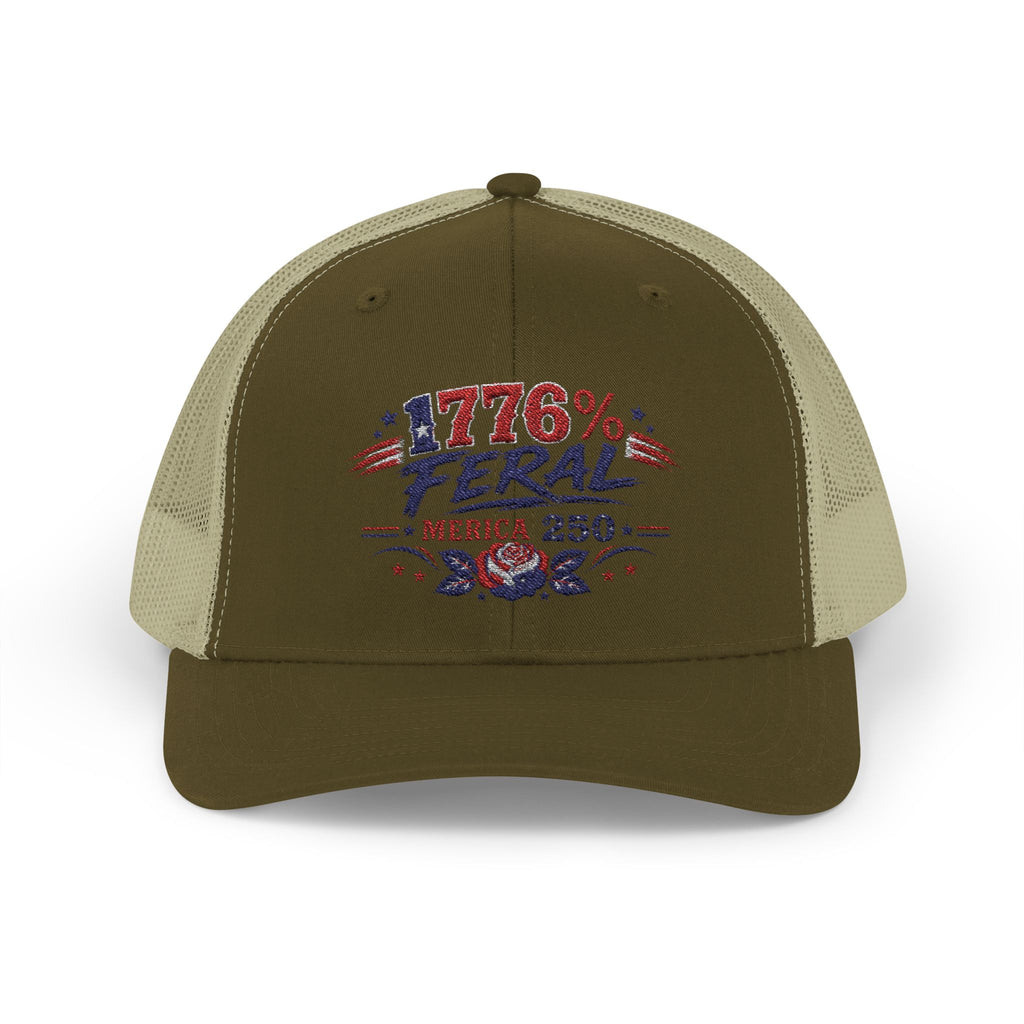 1776% Feral Trucker Hat — Merica 250 Patriotic Snapback Cap