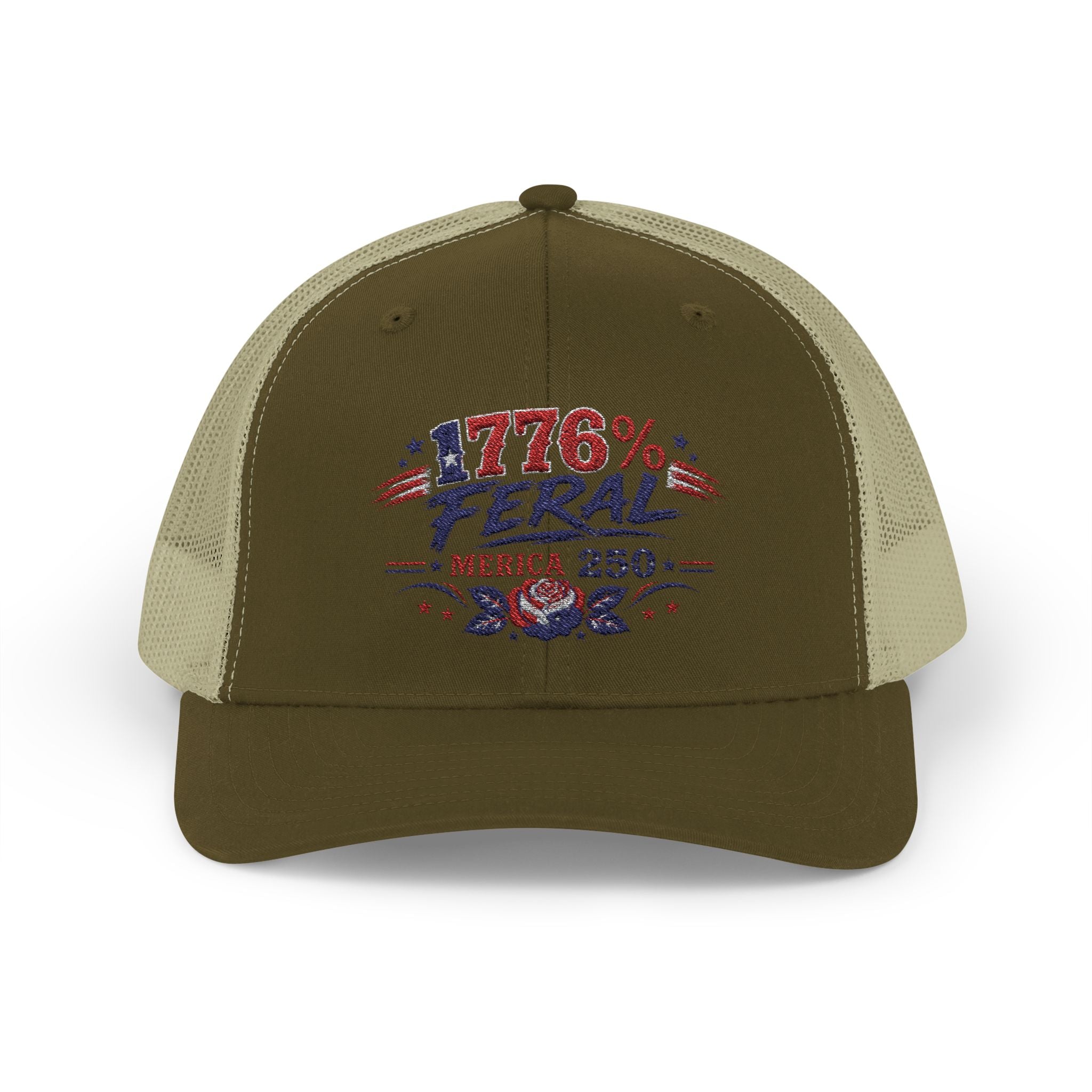 1776% Feral Trucker Hat — Merica 250 Patriotic Snapback Cap