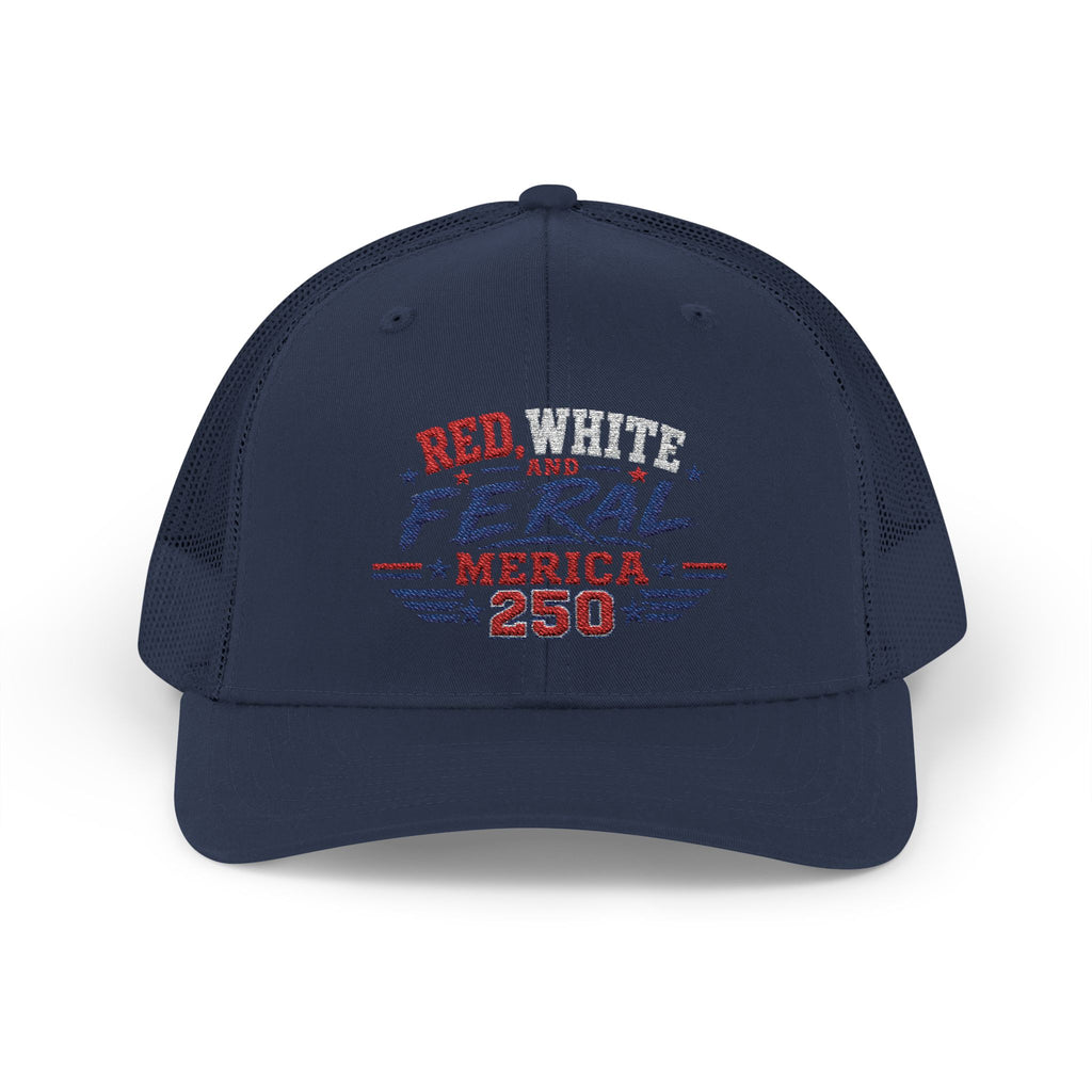 Feral 'Merica 250 Snapback Trucker Cap – Patriotic Red White & Blue Truckers Hat