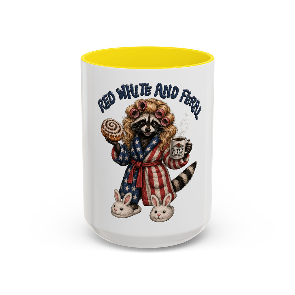 Red White and Feral Raccoon Coffee Mug
