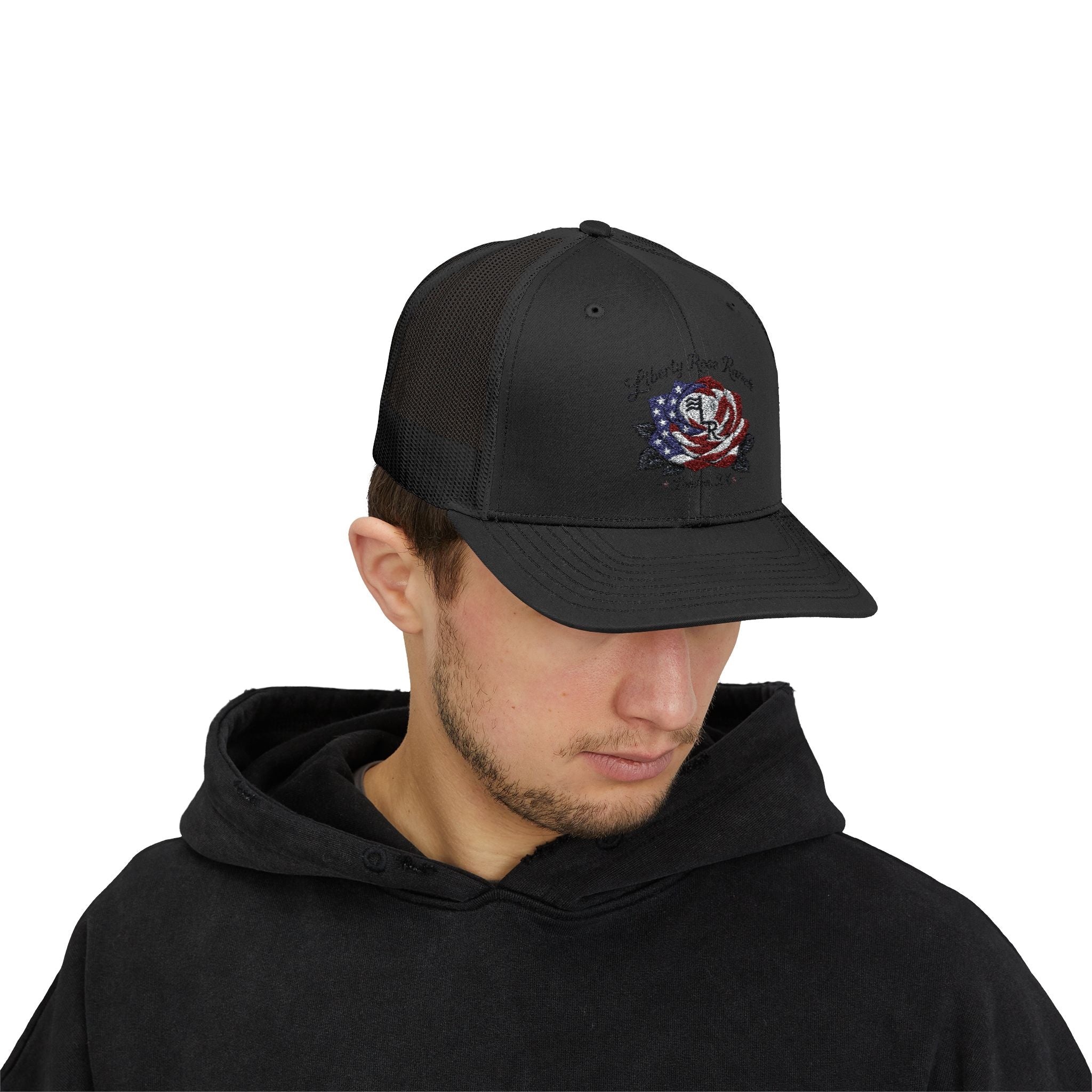Liberty Rose- Black Leaf Edition, Trucker Cap — Liberty Rose Ranch, London TX Snapback