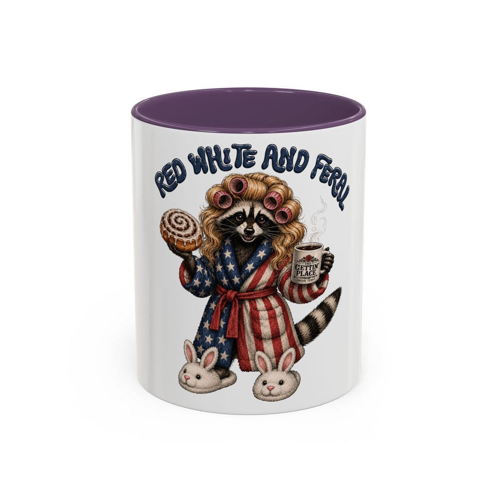 Red White and Feral Raccoon Coffee Mug