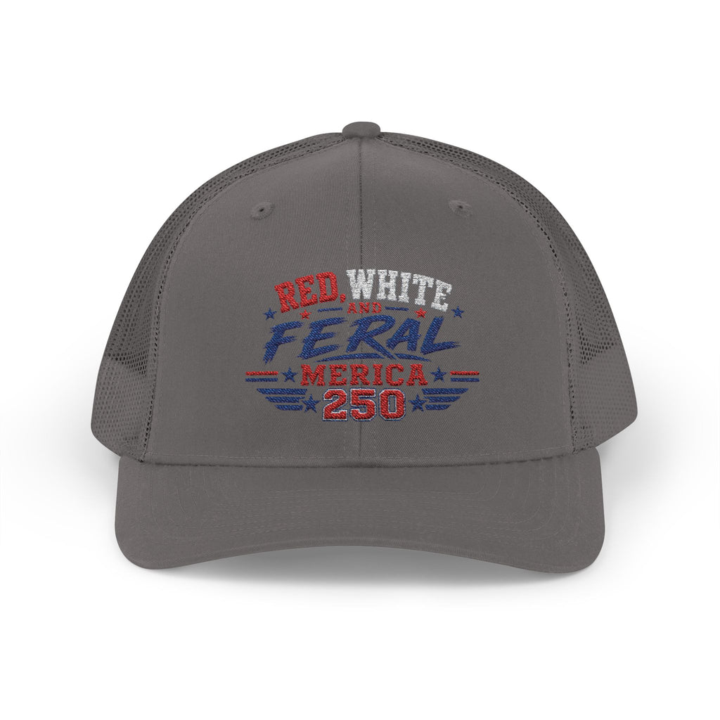 Feral 'Merica 250 Snapback Trucker Cap – Patriotic Red White & Blue Truckers Hat