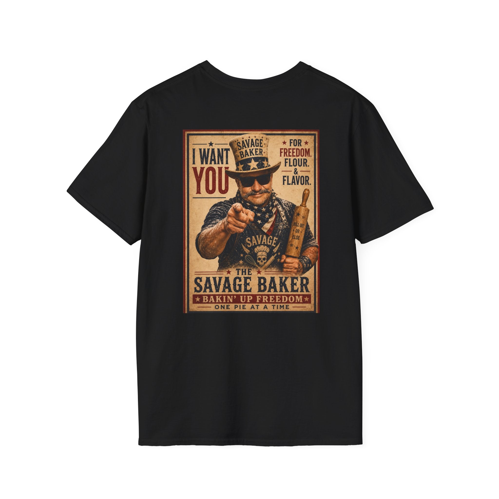 The Savage Baker T-Shirt — "I Want You" Patriotic Vintage Poster Design