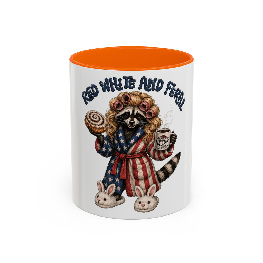Red White and Feral Raccoon Coffee Mug