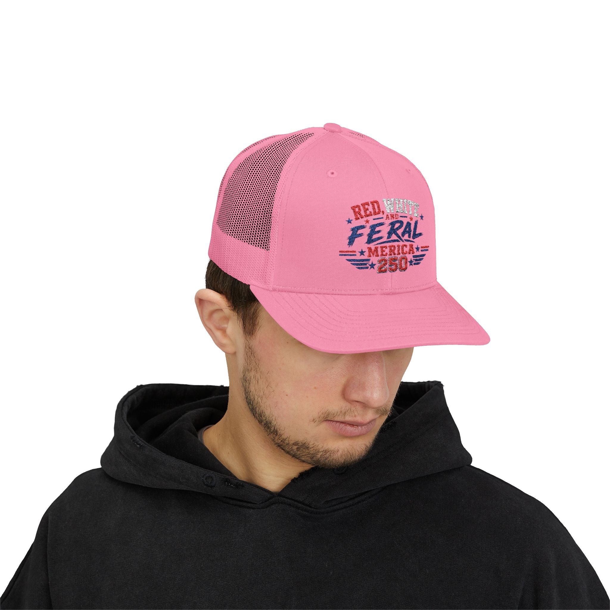 Feral 'Merica 250 Snapback Trucker Cap – Patriotic Red White & Blue Truckers Hat