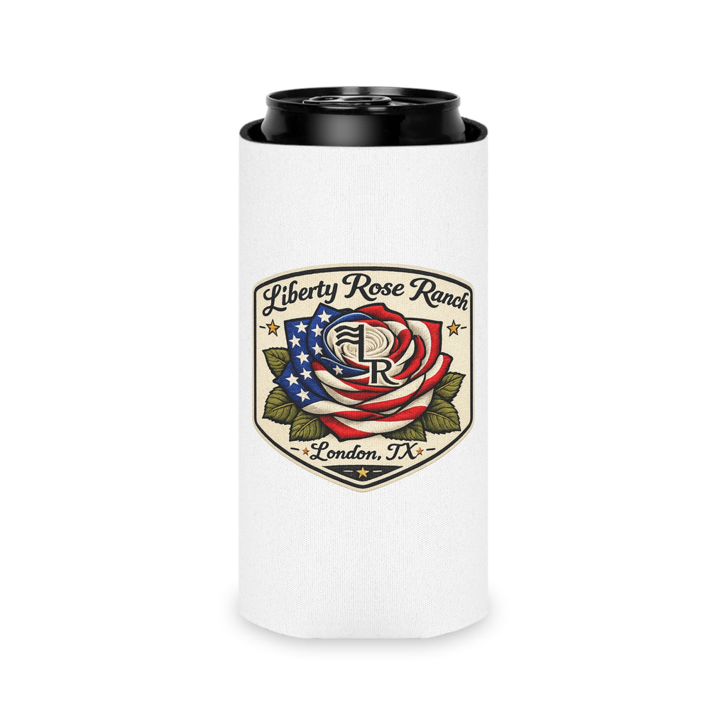 Patriotic Can Cooler — American Flag & Liberty Rose Ranch Beer Koozie