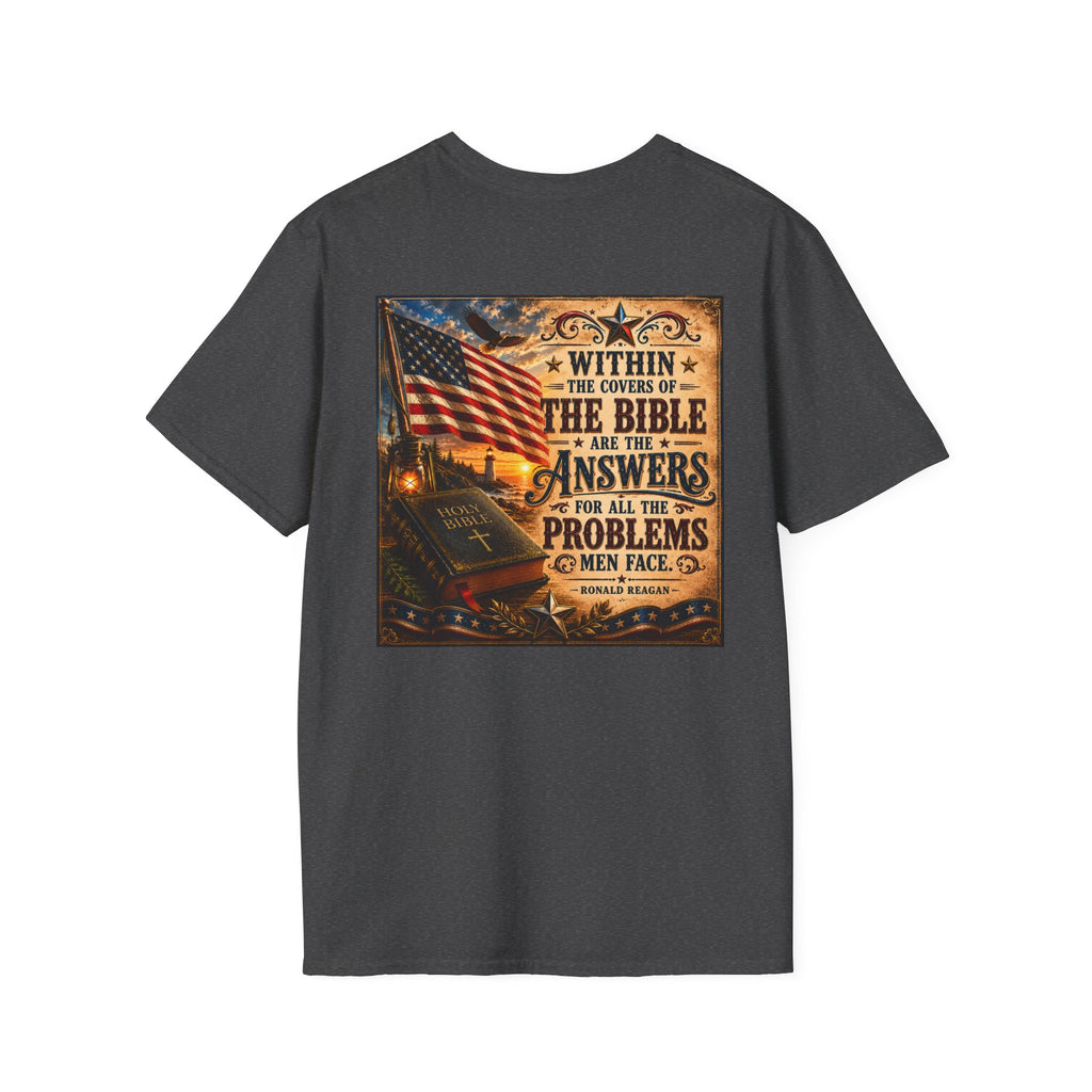 Ronald Reagan Bible Quote T-Shirt — "Within the Covers of the Bible"