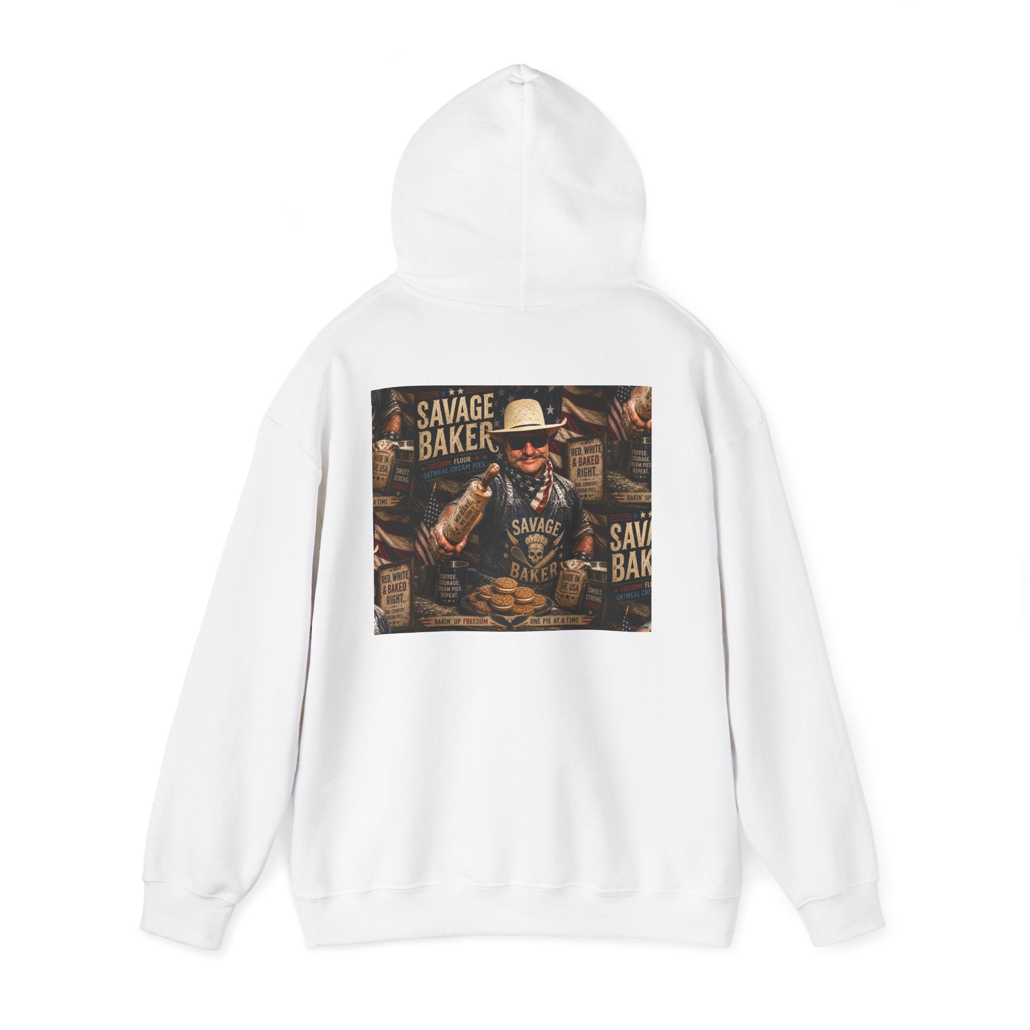 Hoodie — 'Savage Baker' Vintage Red,White, and Oatmeal Cream Pies Graphic Hoodie