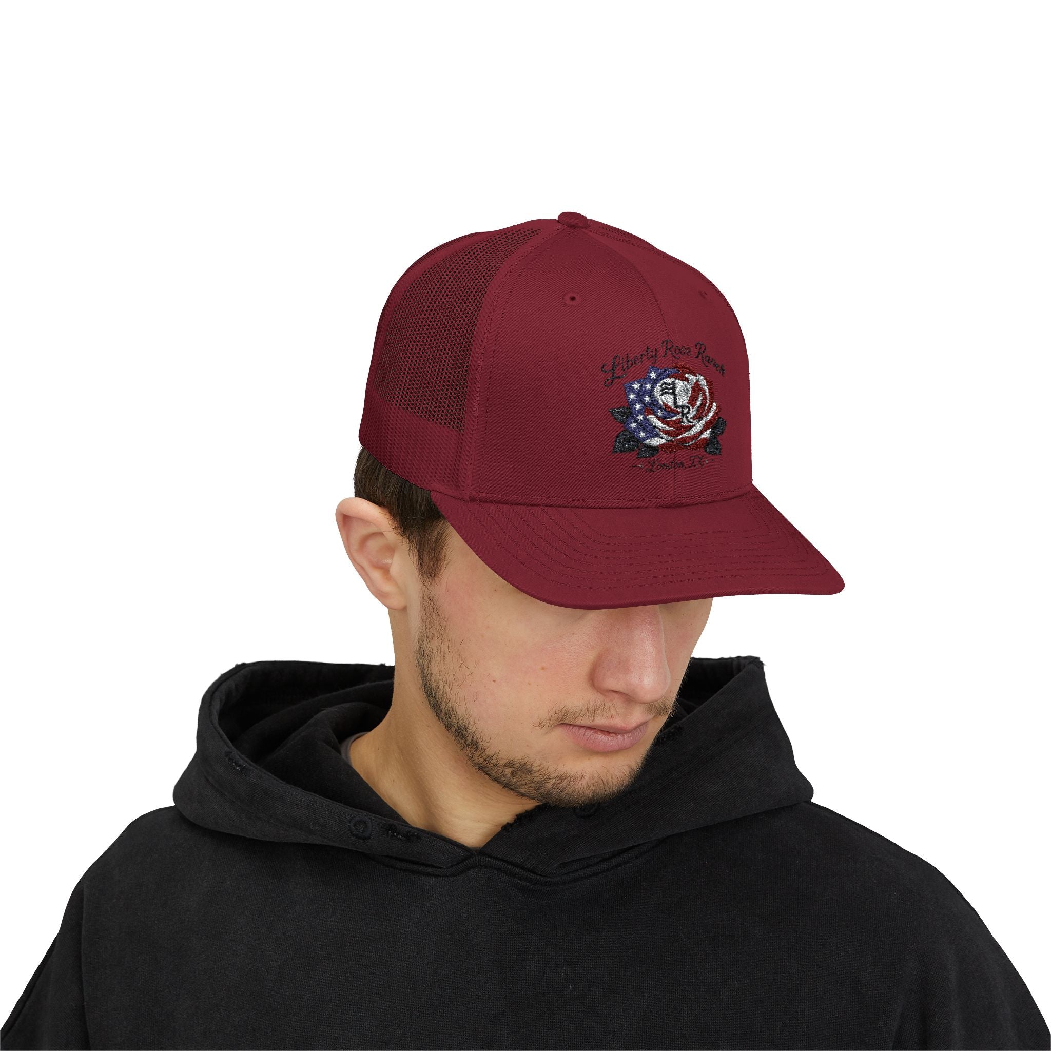 Liberty Rose- Black Leaf Edition, Trucker Cap — Liberty Rose Ranch, London TX Snapback