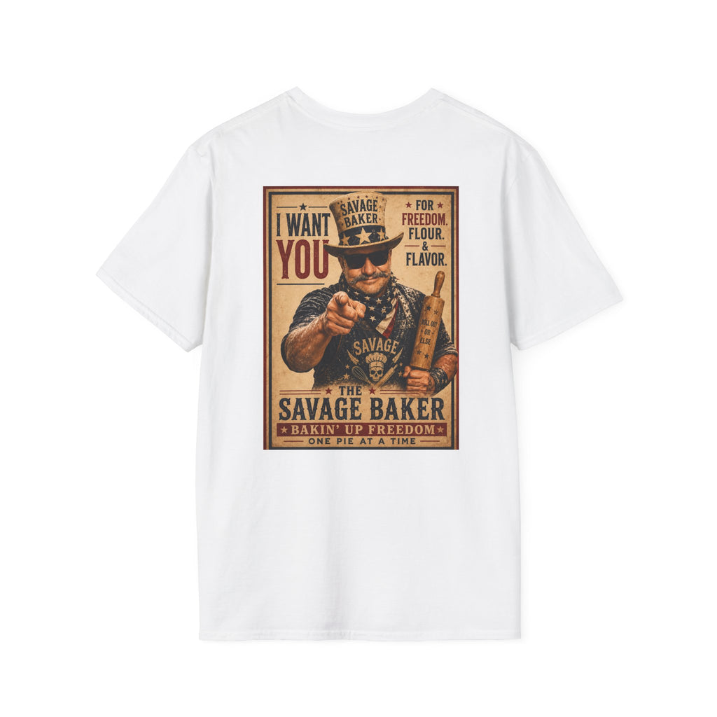 The Savage Baker T-Shirt — "I Want You" Patriotic Vintage Poster Design
