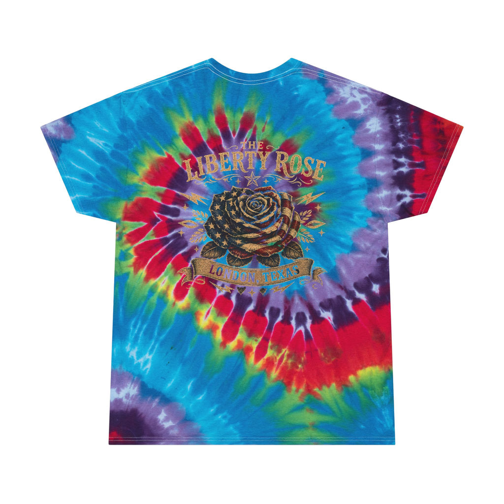 Pastel Spiral Tie-Dye Tee — "The Liberty Rose" Graphic, London TX, Dirk Collection, Souvenir