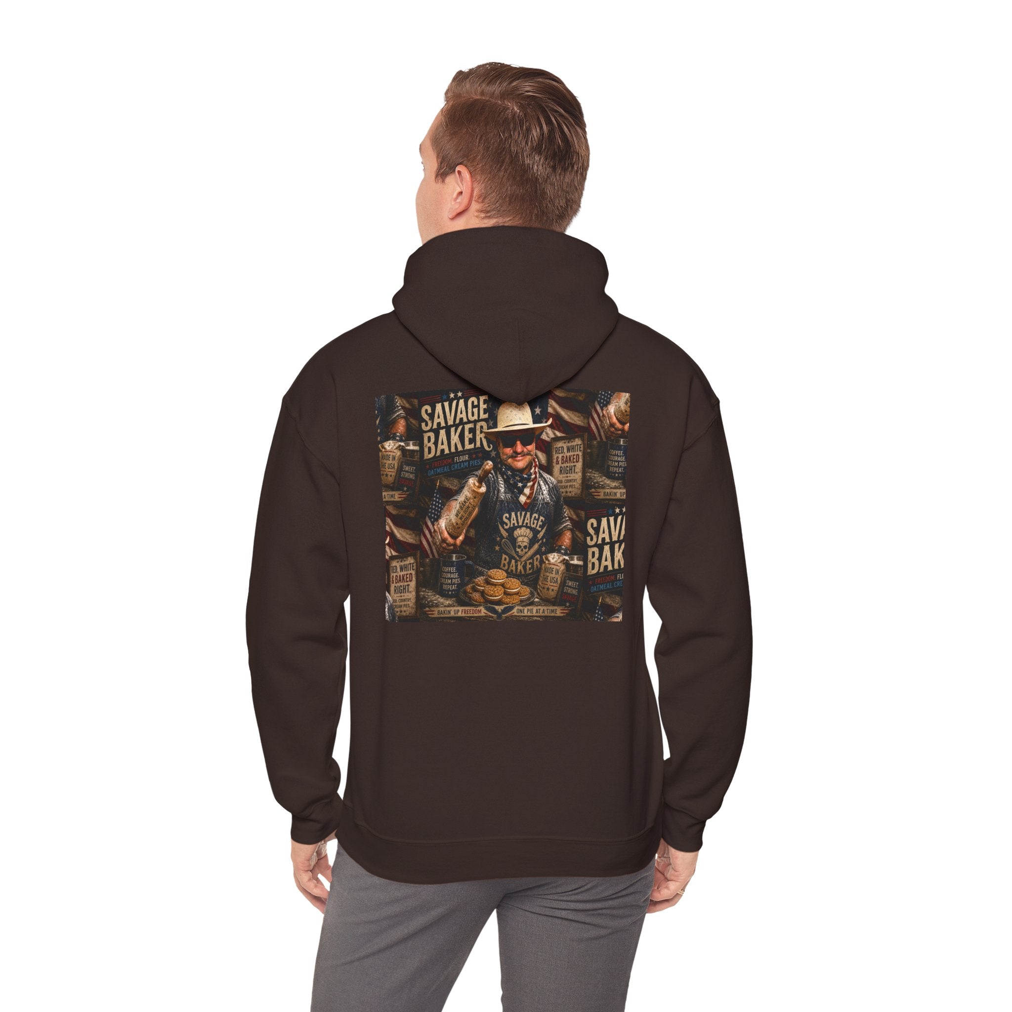 Hoodie — 'Savage Baker' Vintage Red,White, and Oatmeal Cream Pies Graphic Hoodie