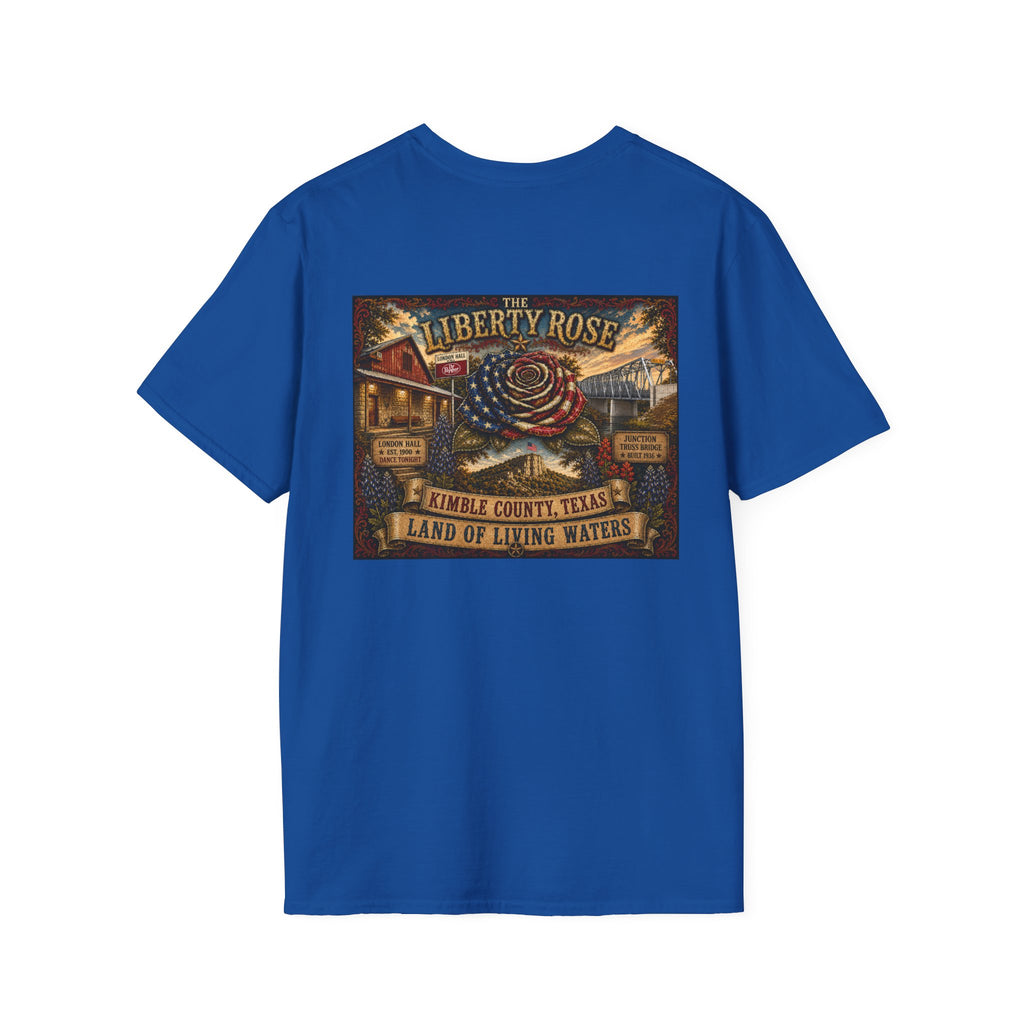 Kimble County Texas Donation, Liberty Rose T-Shirt — 'Liberty Rose' Vintage Small Town Design