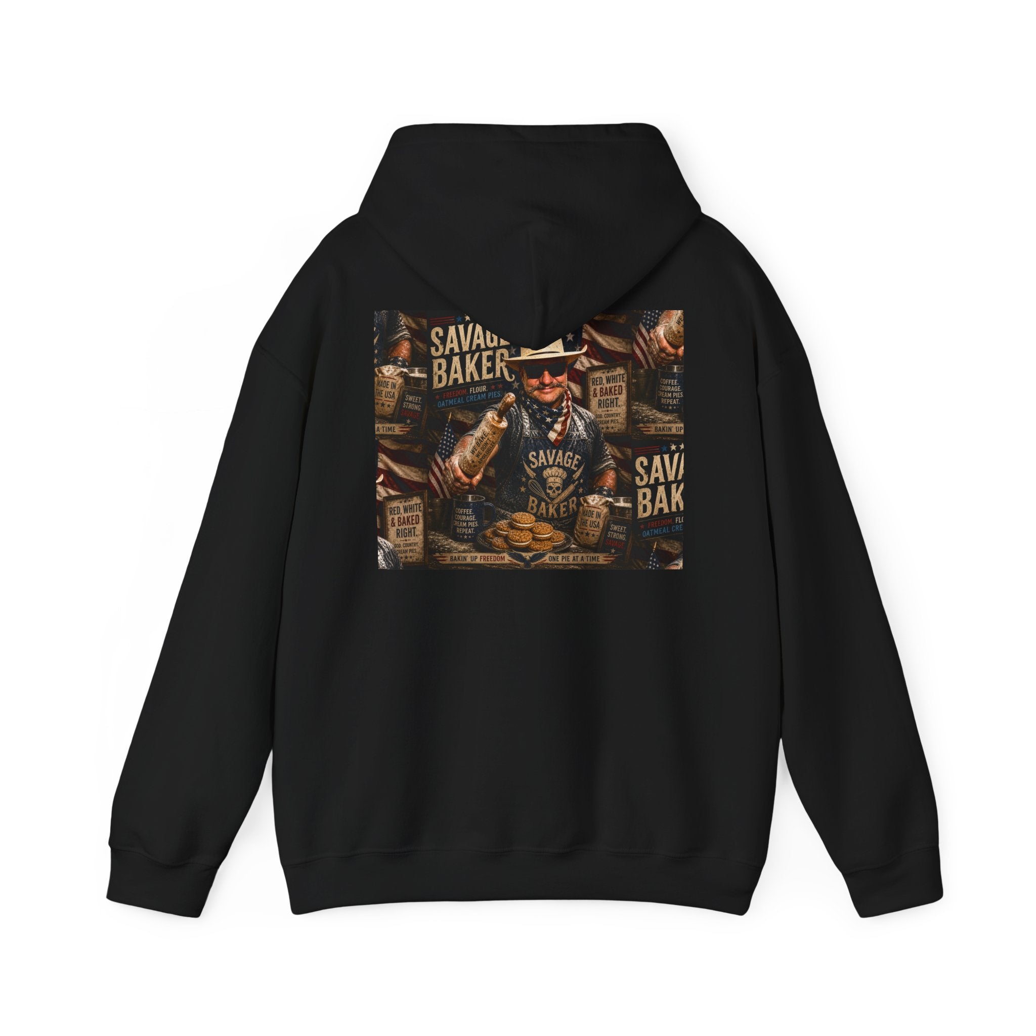 Hoodie — 'Savage Baker' Vintage Red,White, and Oatmeal Cream Pies Graphic Hoodie
