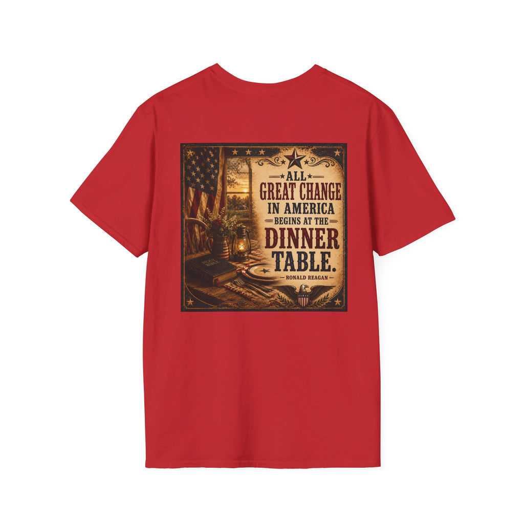 Reagan Quote T-Shirt — “All Great Change In America” Presidential Collection