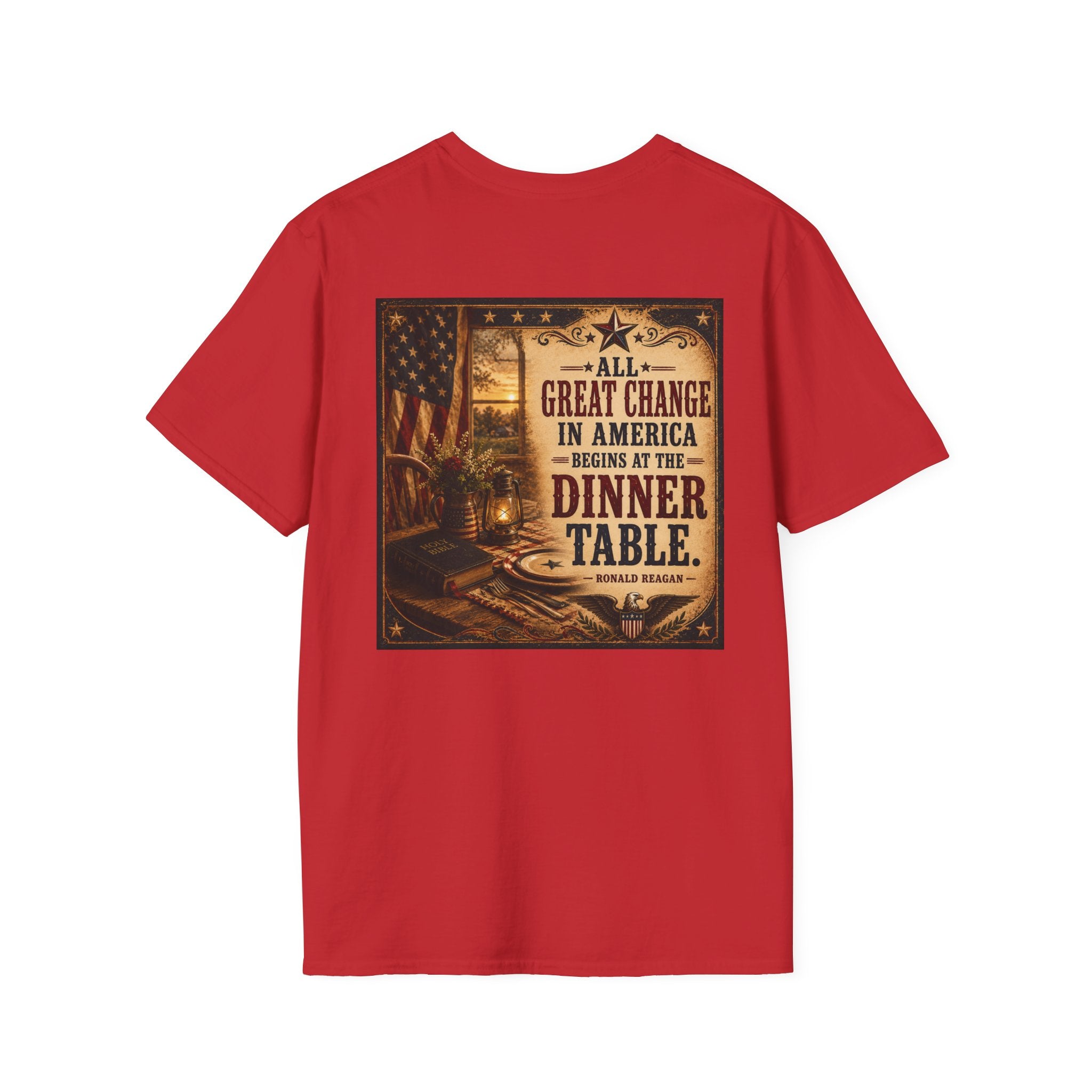 Reagan Quote T-Shirt — “All Great Change In America” Presidential Collection