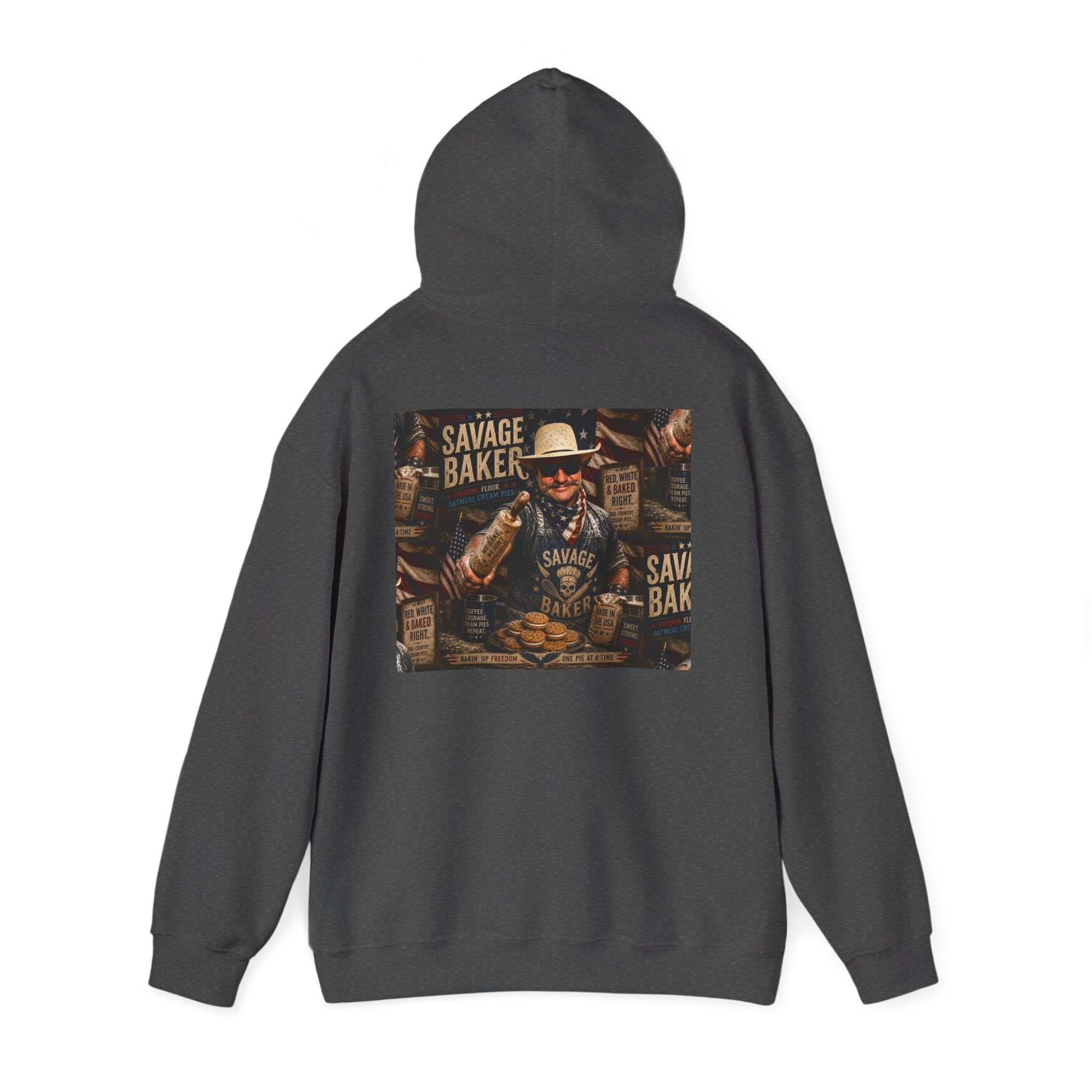 Hoodie — 'Savage Baker' Vintage Red,White, and Oatmeal Cream Pies Graphic Hoodie