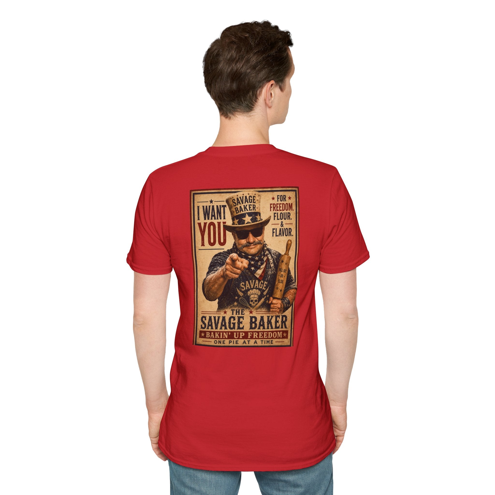The Savage Baker T-Shirt — "I Want You" Patriotic Vintage Poster Design